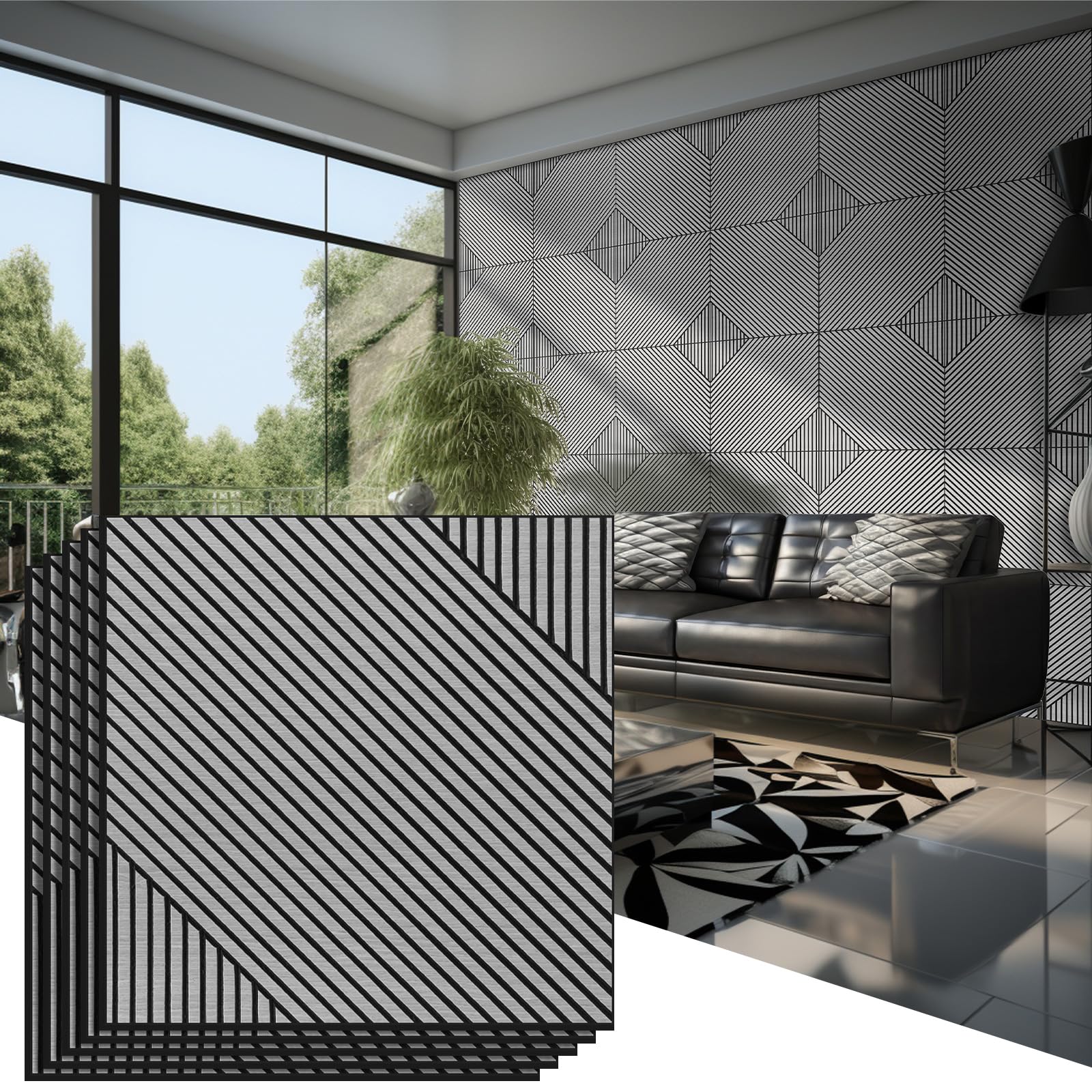 Maasechs 6 Pack Large Acoustical Wall Panels 23.6 x 23.6 Inches Acoustic Peel and Stick Self Adhesive 3D Wall Panel Sound Absorb