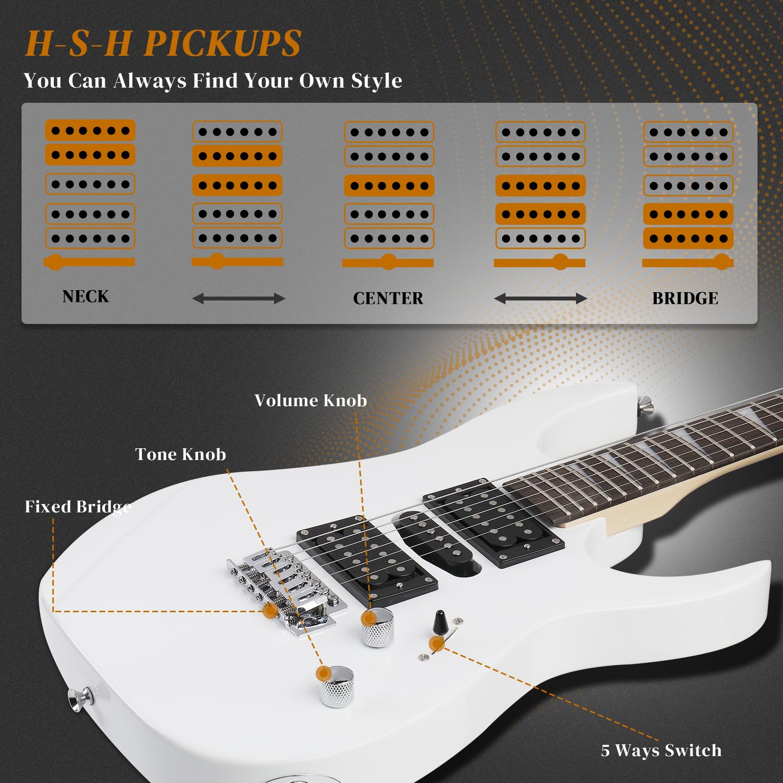 Ktaxon 39'' Electric Guitar with 20Watt Amp, Full Size 170 Model Starter Guitar Kit for Beginners & Professional W/Bag, Shoulder