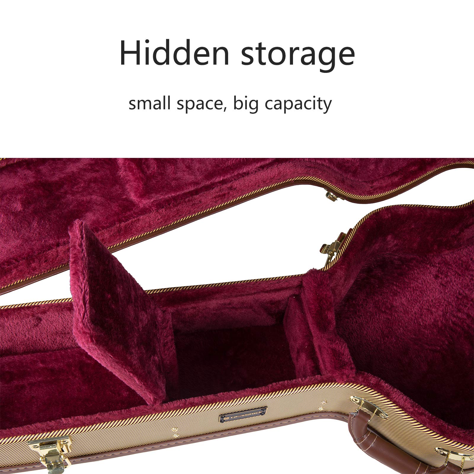 Crossrock Cases CRW600D Hardshell Arch Top Wooden Case for 6 or 12 String Acoustic Dreadnought Guitars, Vintage Tweed