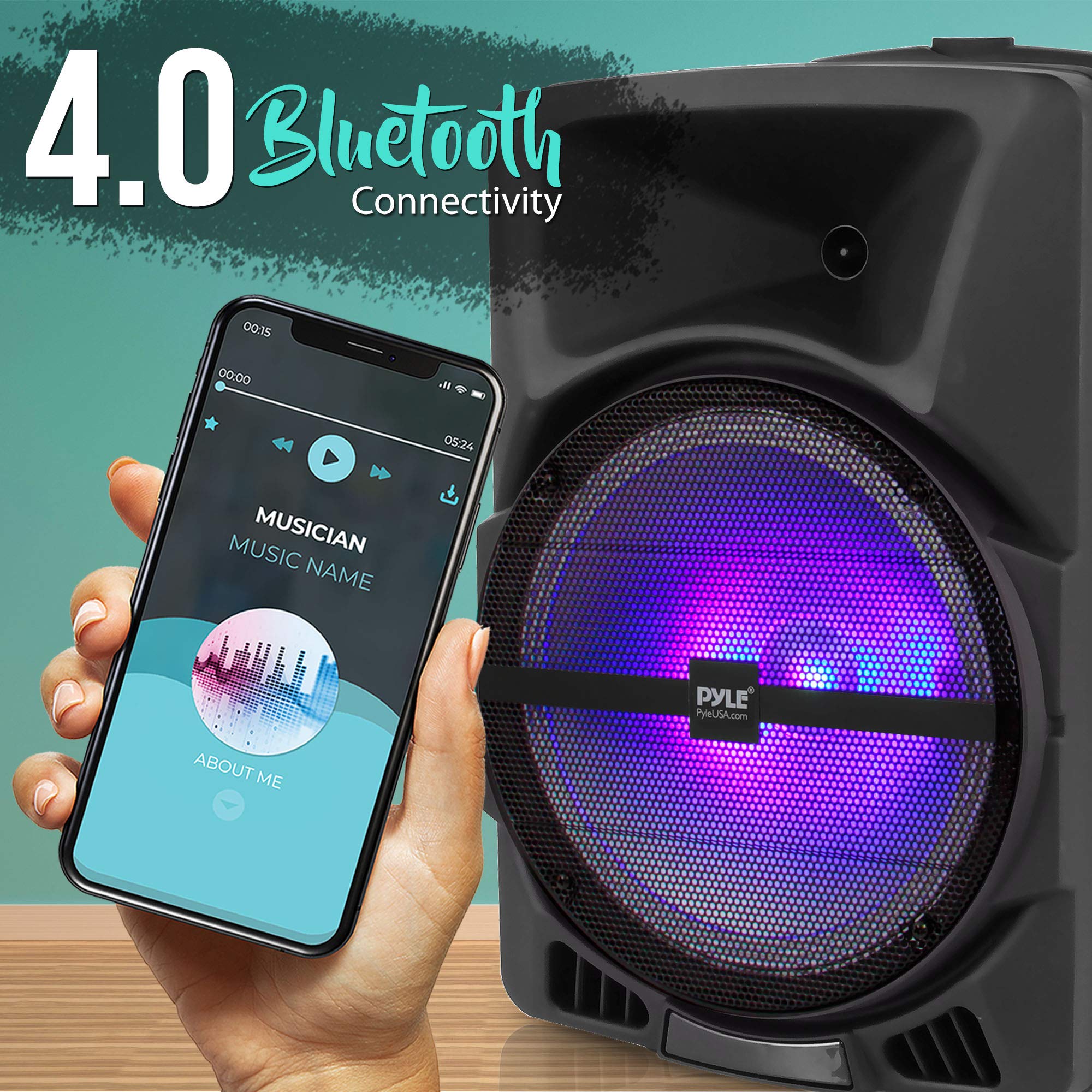 Pyle Wireless Portable PA Speaker System - 800W Powered Bluetooth Indoor & Outdoor DJ Stereo Loudspeaker with MP3 AUX 3.5mm Inpu