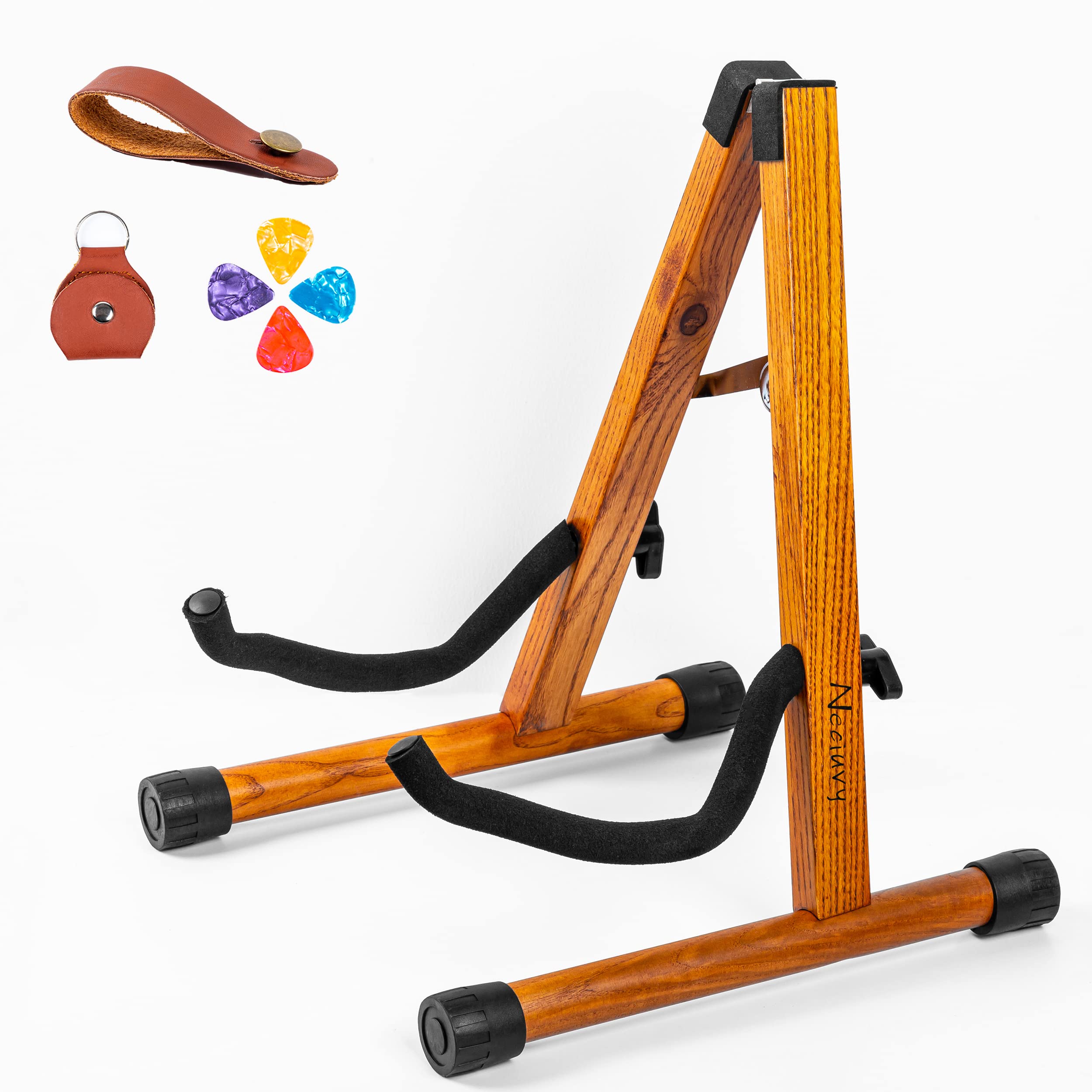 Neciuvy Guitar Stand,Wood Guitar Stand Acoustic,A-Frame Folding Acoustic Electric Guitar Stands Floor For Bass,Cello,Banjo,Mando