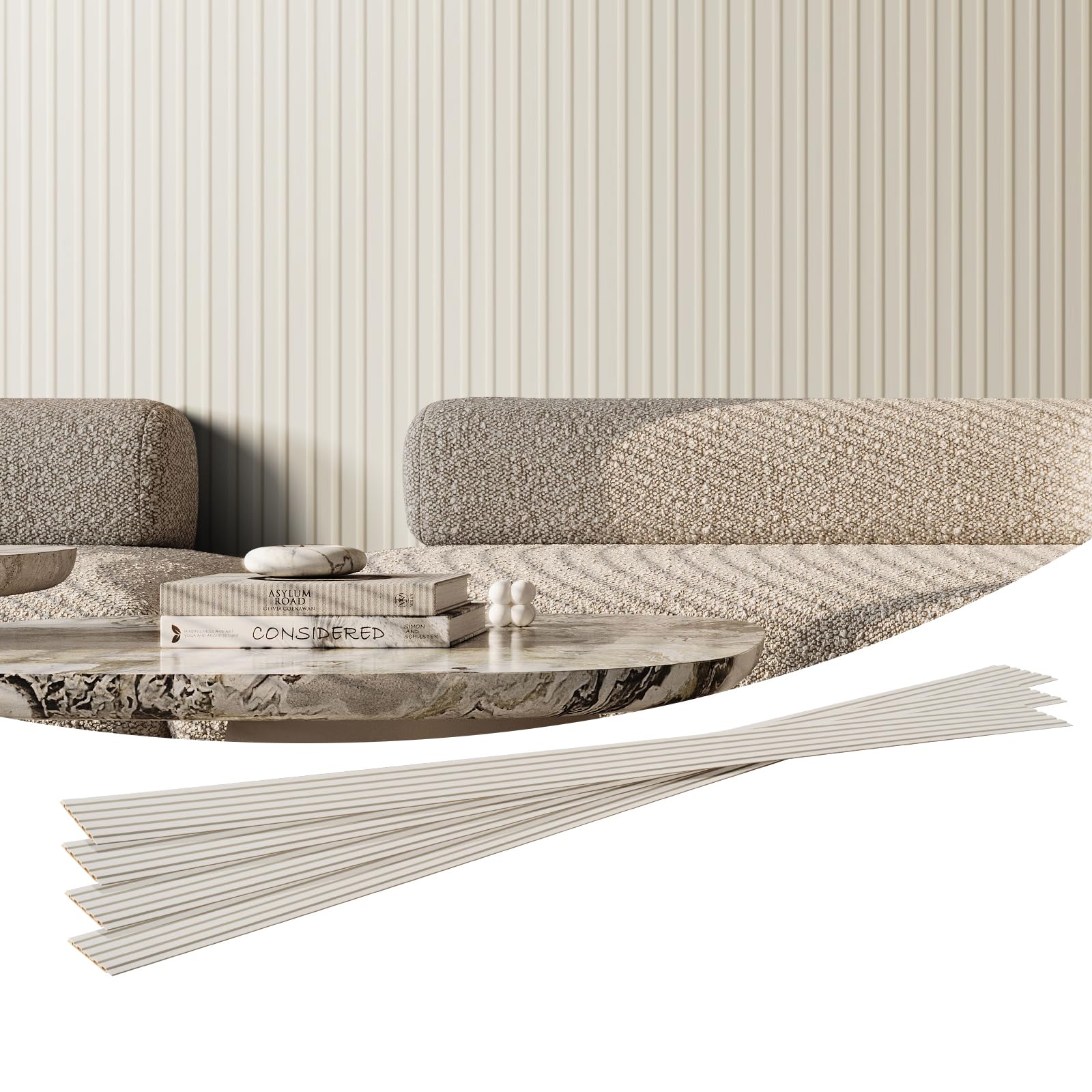 Vevor Wood Slat Acoustic Panels, 8 Pcs 96 X 6 Inch, Wpc Accent Wooden Wall Panels For Modern Interior Wall, Faux Wood Wall Board