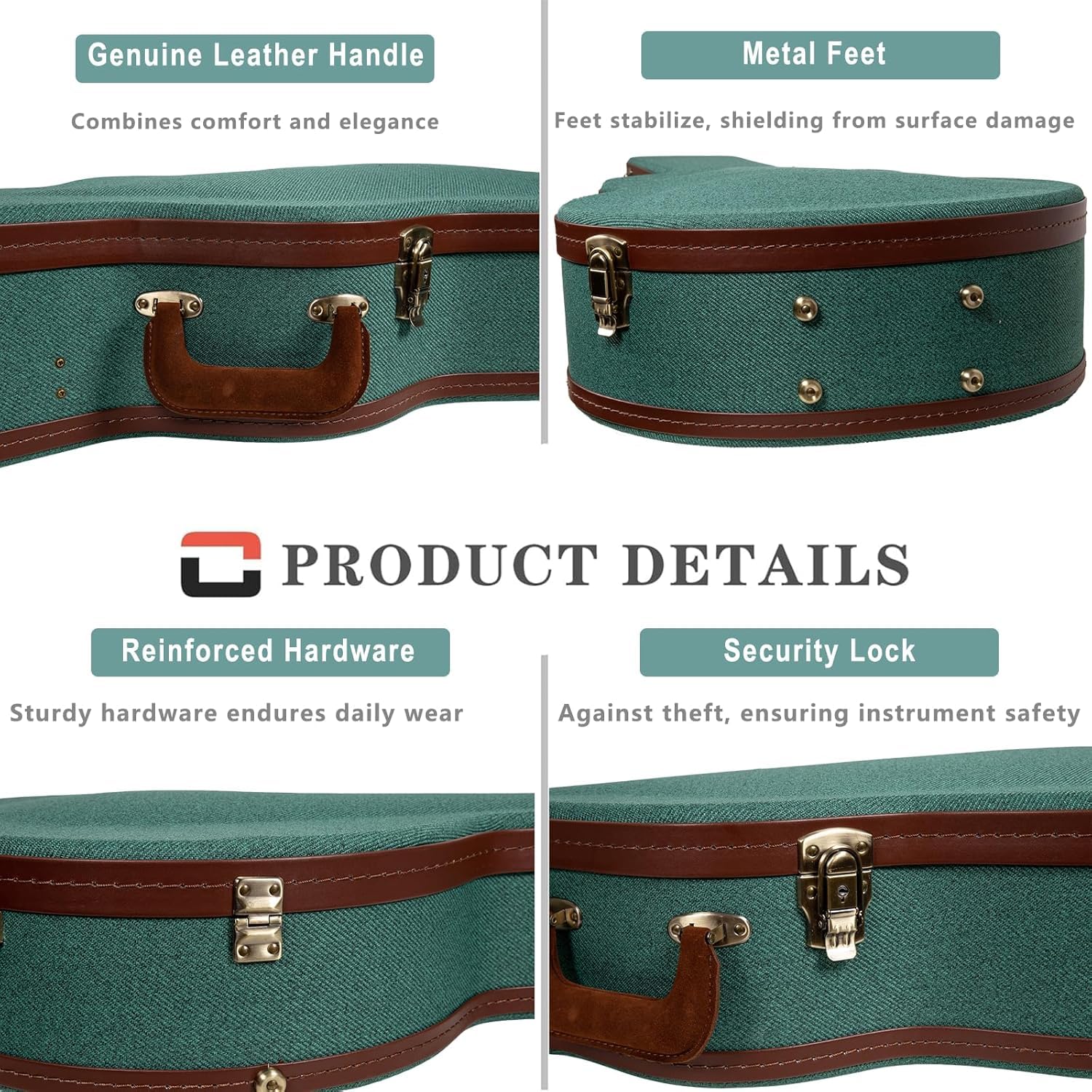 Crossrock Master Series Dreadnought Acoustic Guitar Case for Gibson J-45 / Martin D-Style | Malachite Blue Eco Tweed Fabric, Re-