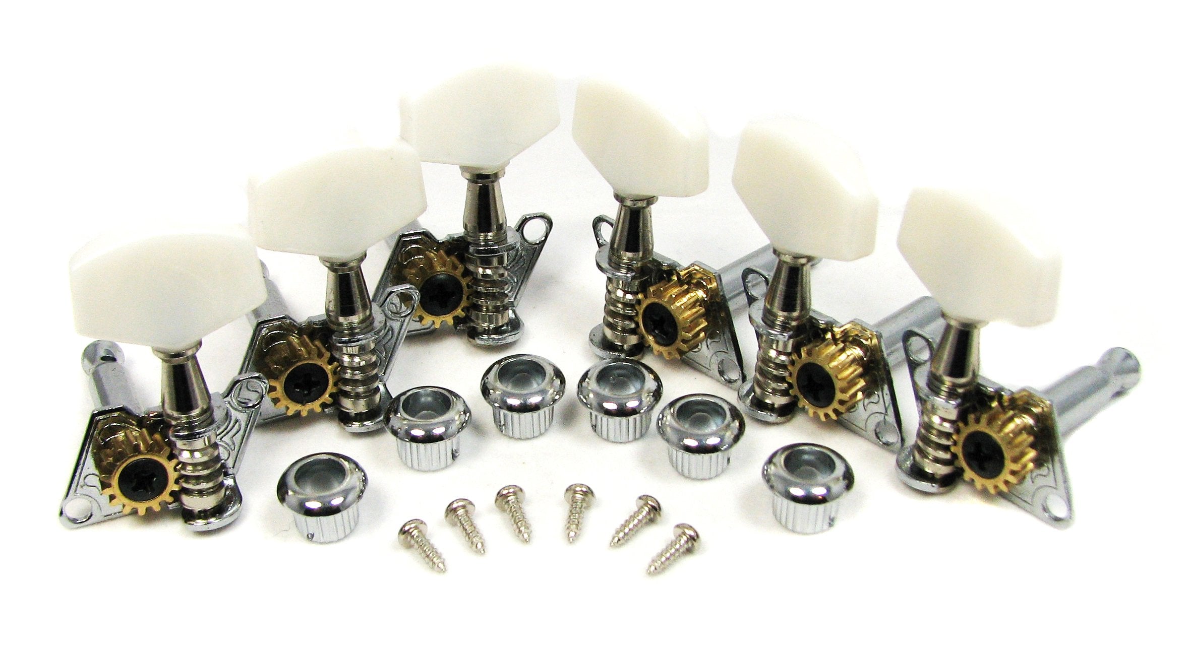 Chrome Open-Gear Guitar Tuners Machine Heads - 6-Piece 3 Left 3 Right Alignment