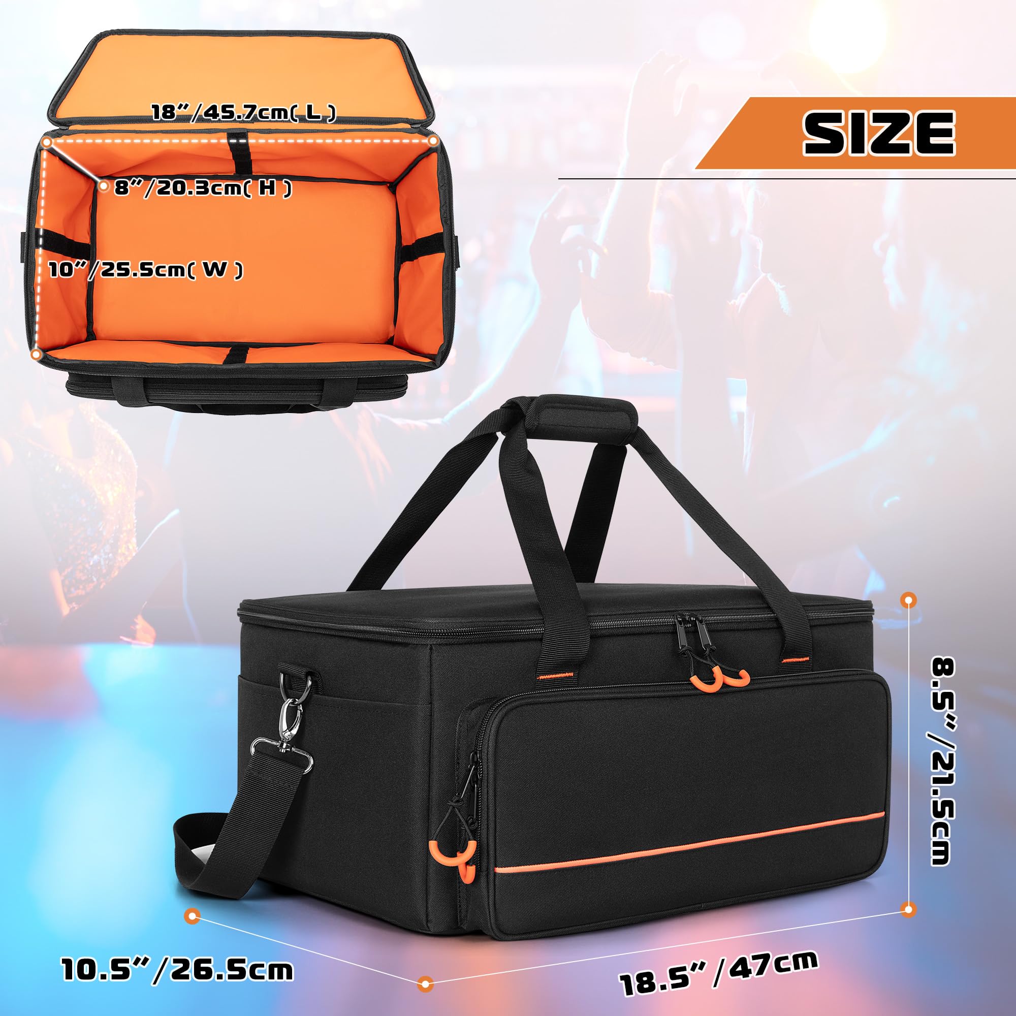 LUXJA Padded Par Bag Fits 4 Lights, Case with Inner Divider and Accessory Pockets, Black