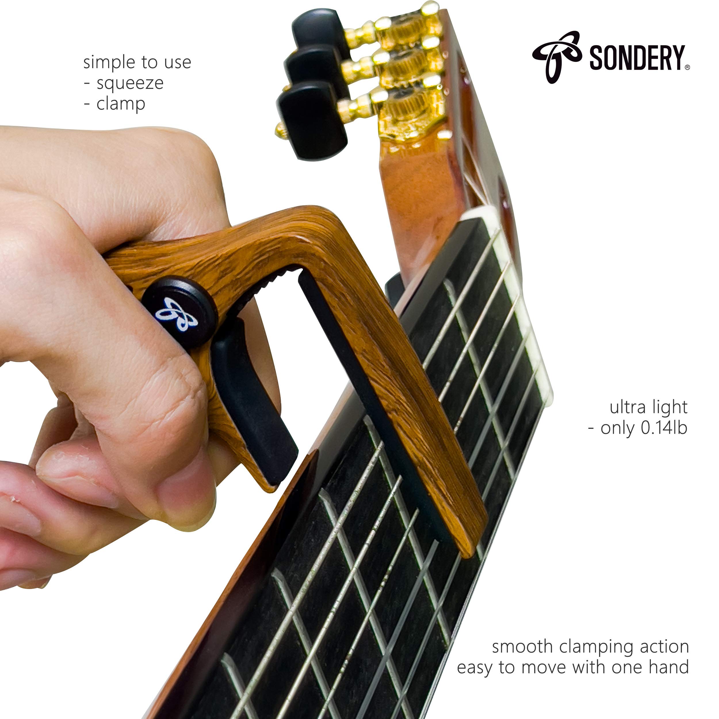 Sondery Guitar Capo for Classical Guitars, Ultra Light Clamp for Nylon Strings Straight Fingerboard Guitars