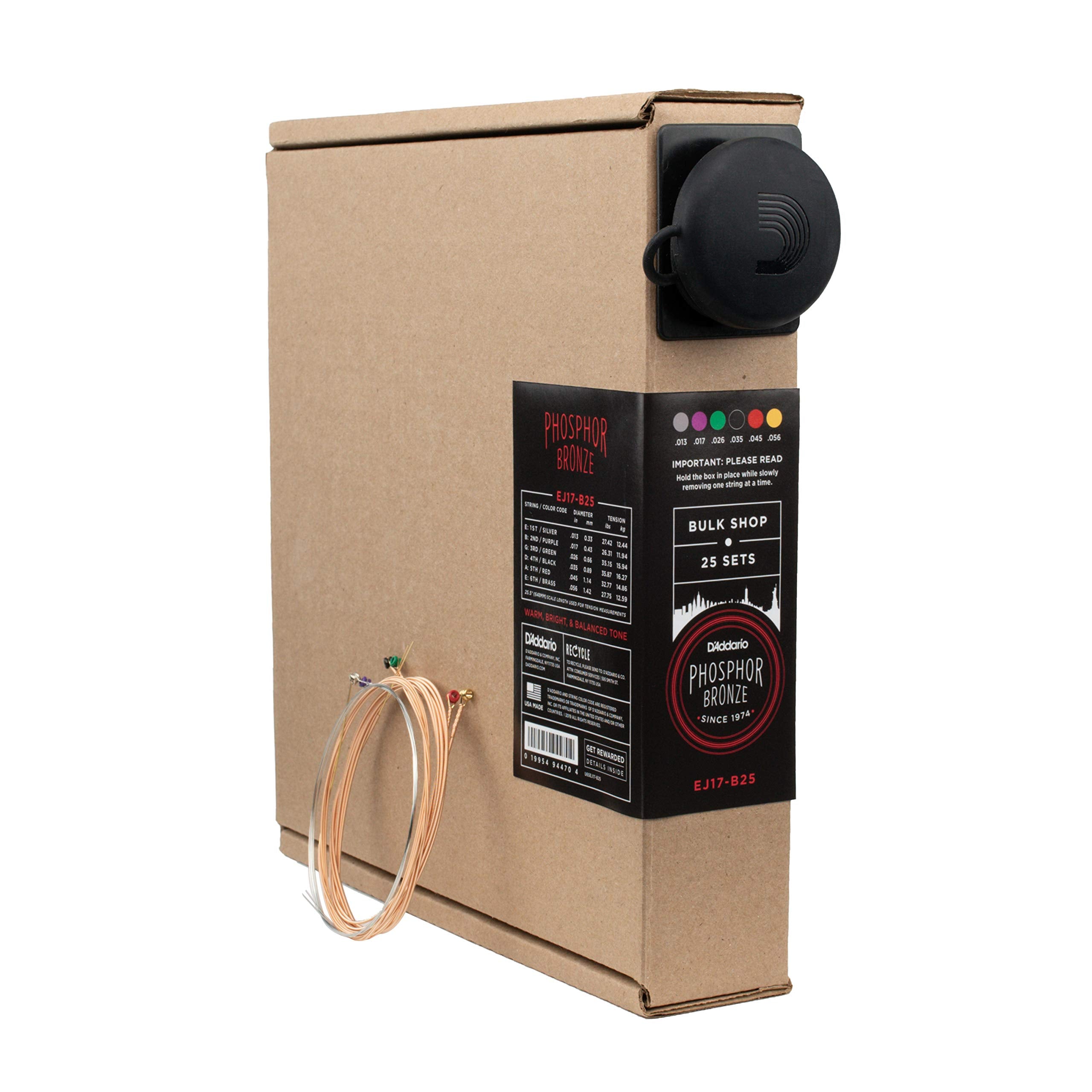 Daddario Guitar Strings - Phosphor Bronze Acoustic Guitar Strings - Ej17-B25 - Rich, Full Tonal Spectrum - For 6 String Guitars