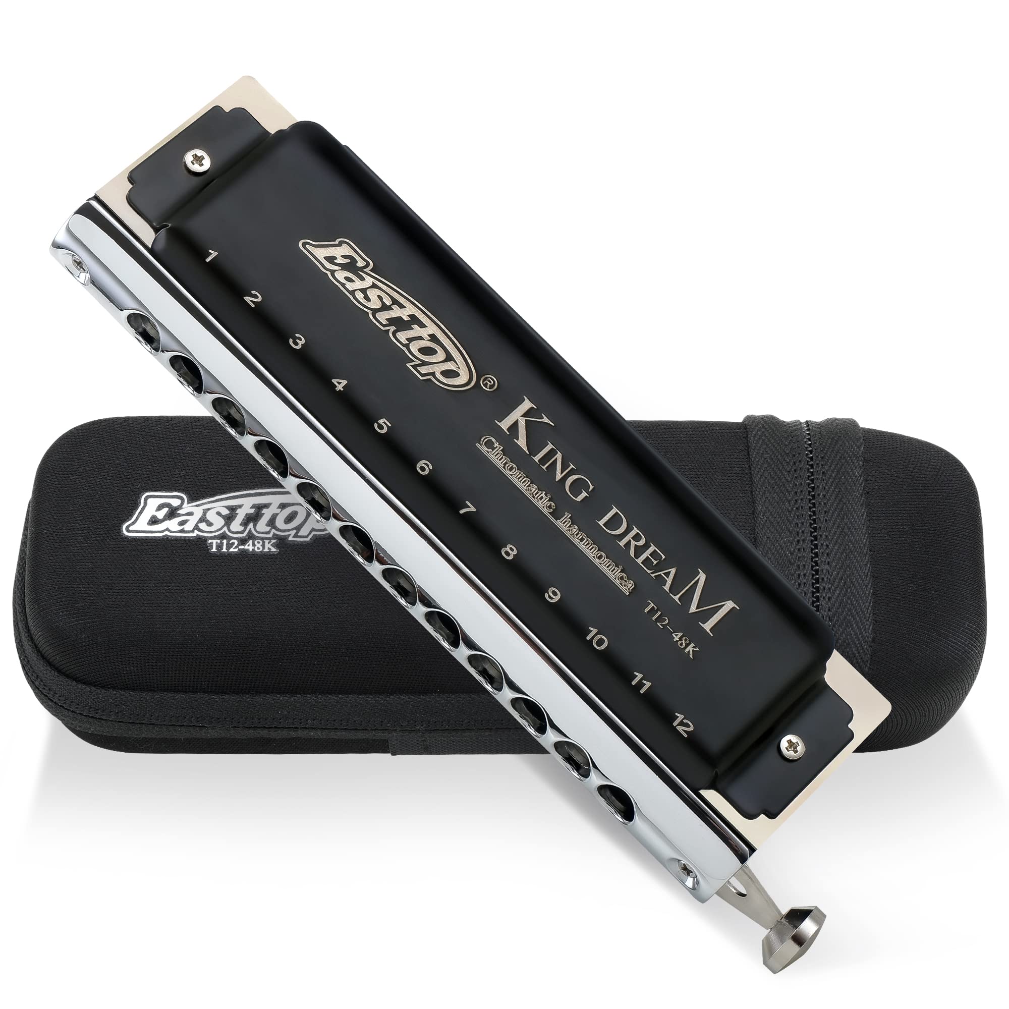 East top King Dream Chromatic Harmonica Key of C,12 Holes 48 Tones Professional Mouth Organ Harmonica for Adults, Professionals 