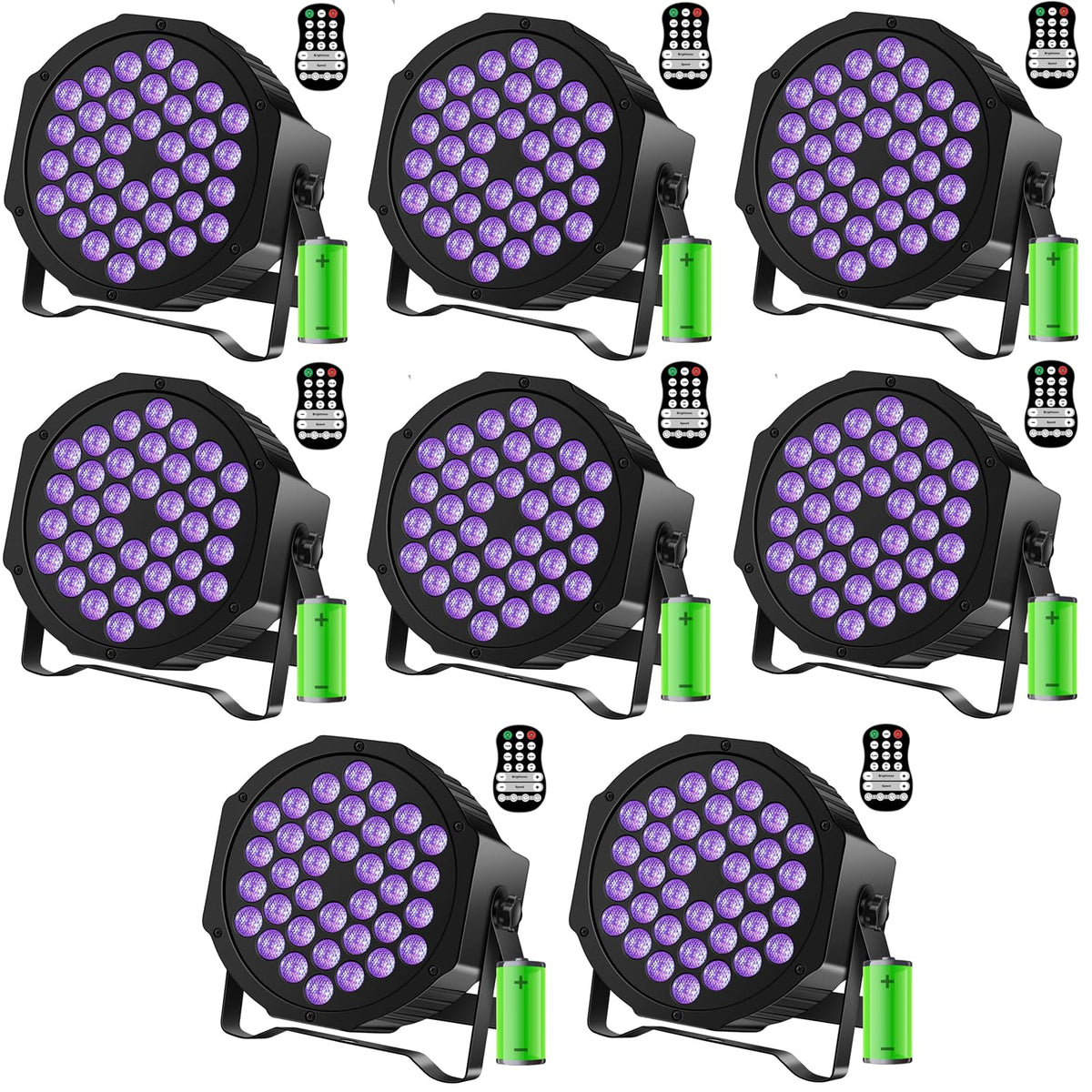 Uking 72W Rechargeable Black Lights For Glow Party Halloween Battery Powered Portable Black Light Dmx Control 36 Led Uv Wireles