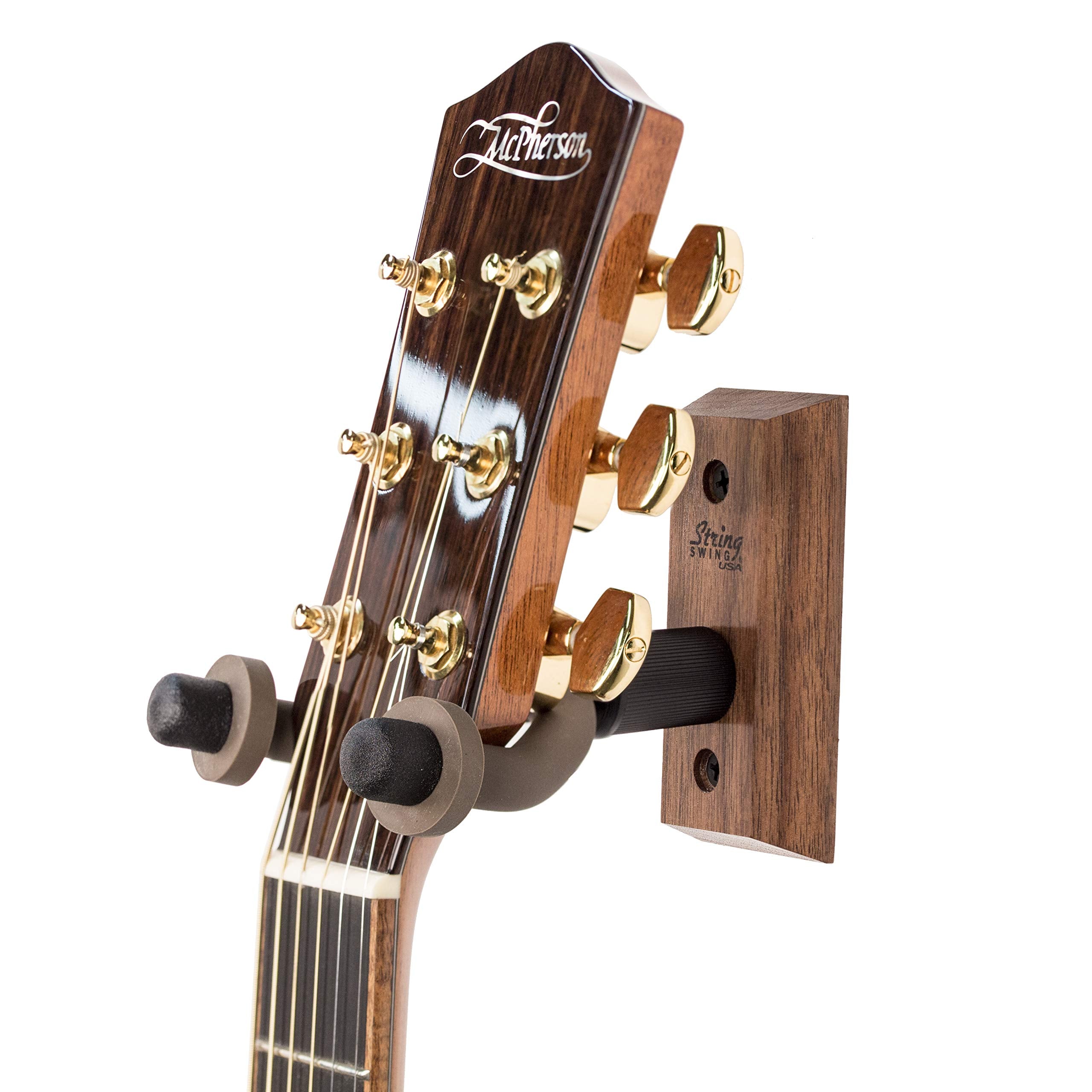 String Swing Cc01-Bw Hardwood Home & Studio Wall Mount Guitar Hanger - Black Walnut
