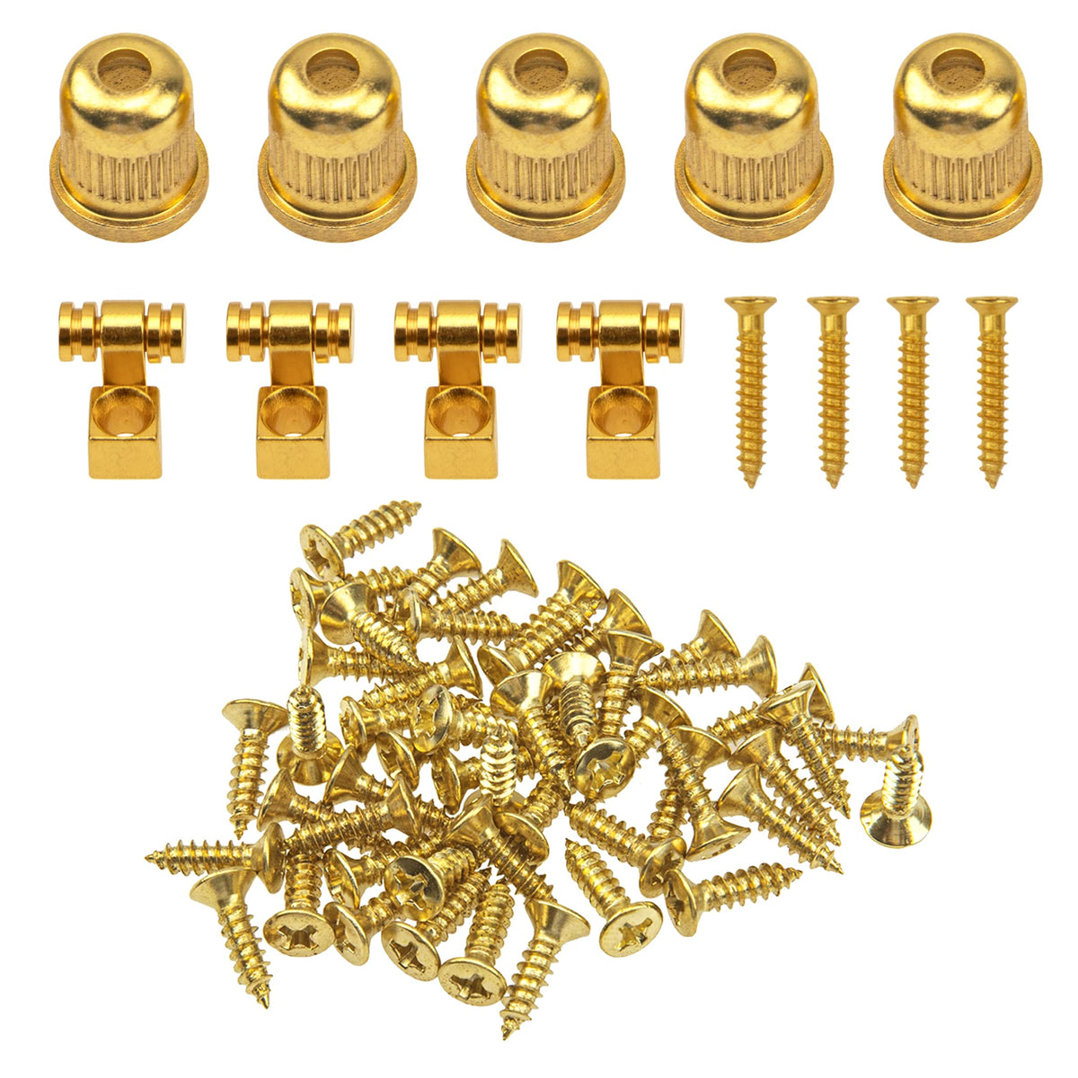 60Pcs Yootones Guitar String Mounting Ferrules+3Mm Guards Scratch Plate Mounting Screws+Guitar String Tree Guides Retainer Compa