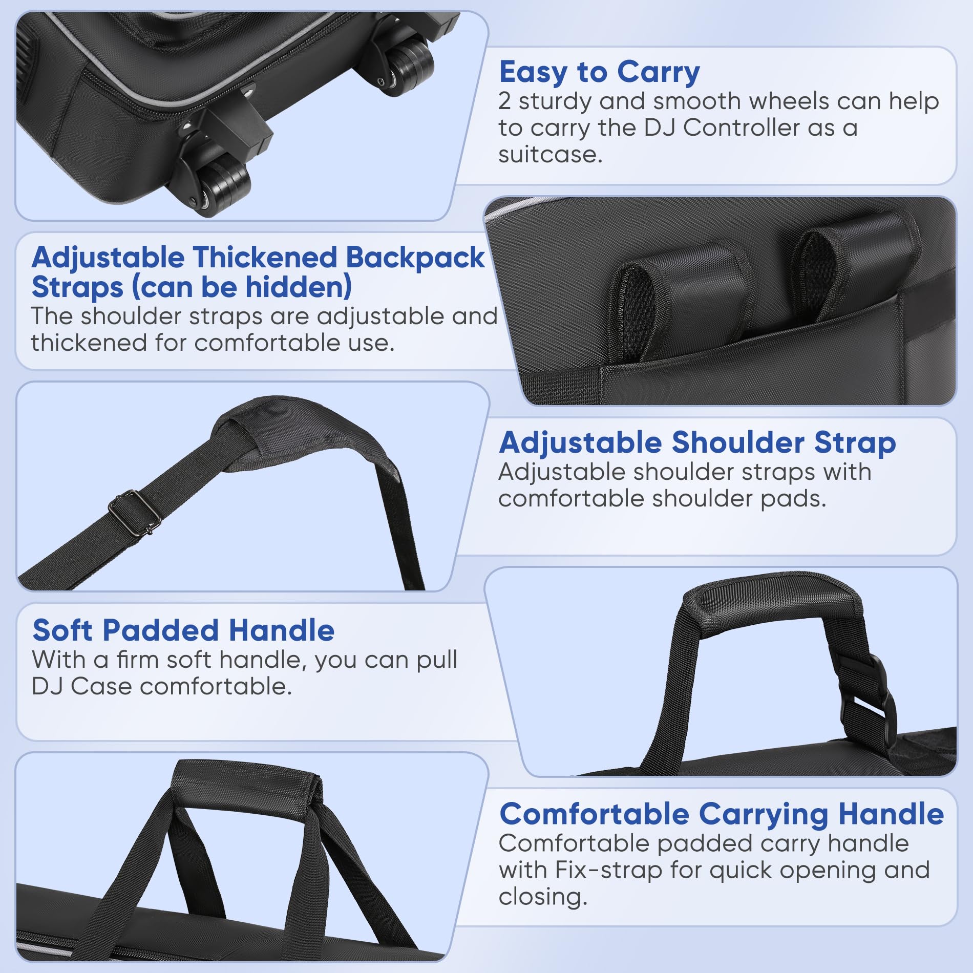 Aleemin DJ Controller Soft Case with Wheels - Compatible with DDJ 800 / FLX6 / SX2/SX3 / MC7000 / Rane One/Mixon 8 Pro, Padded R