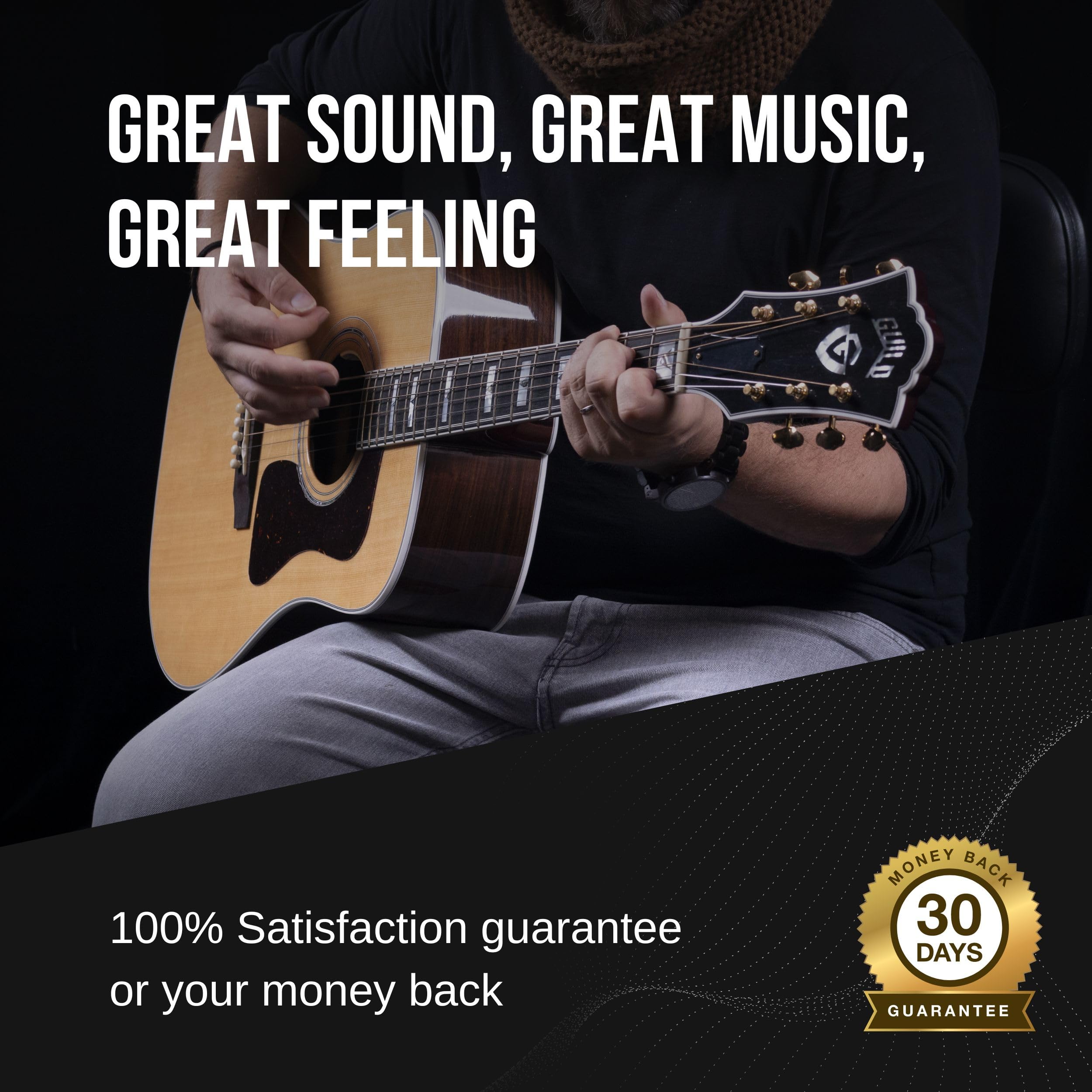 Extra Light Acoustic Guitar Strings 09-44 - Easy On Fingers & Excellent Sound - Extra E-1 String & 3 Guitar Picks - Super Light