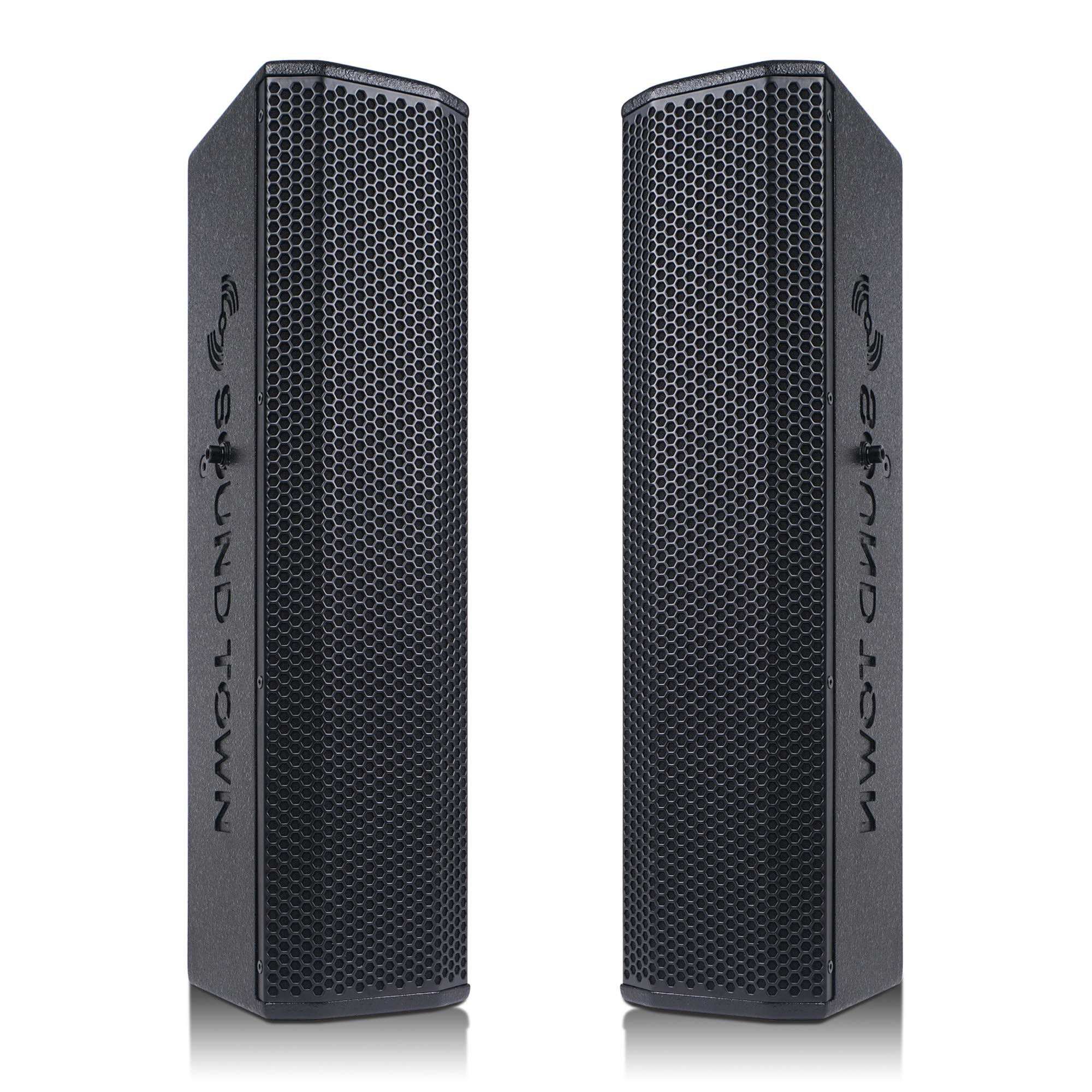 Sound Town Pair of Passive Wall-Mount Column Mini Line Array Speakers with 4 x 5 Woofers, Black for Live Event, Church, Conferen