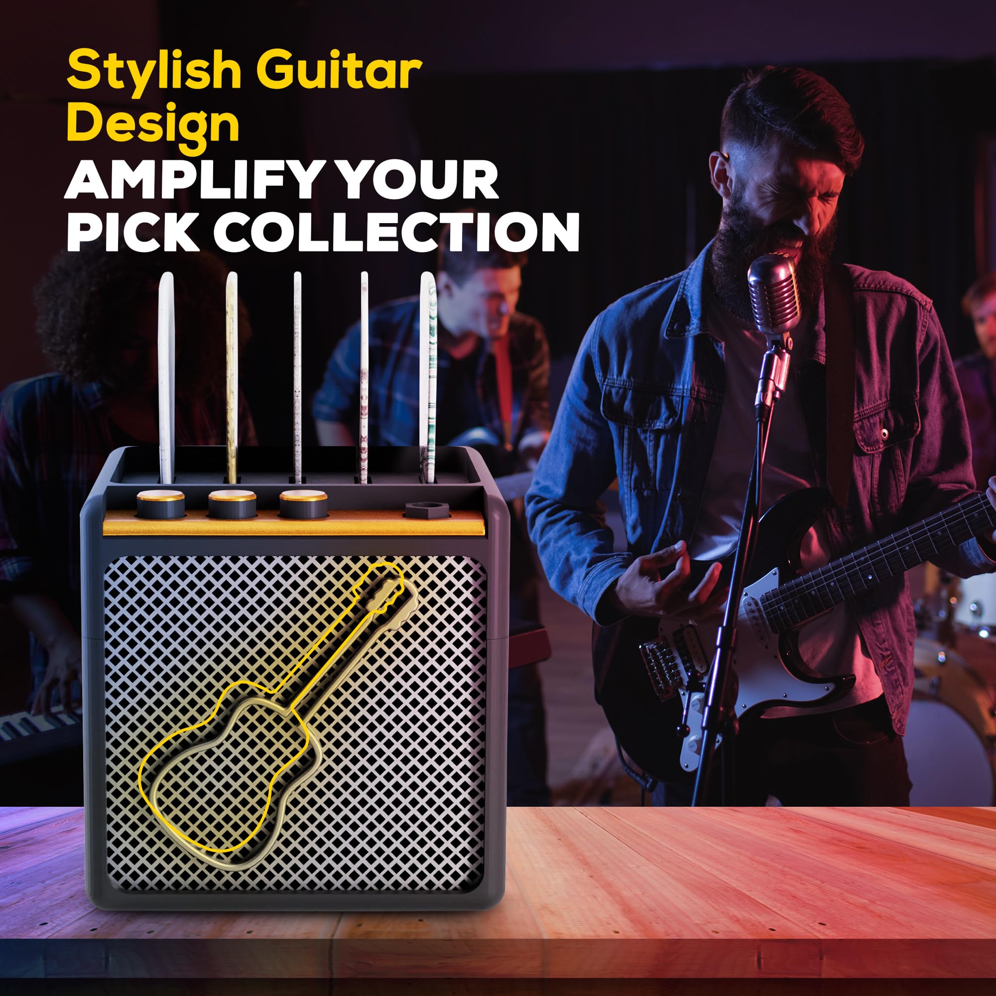 HOTCAN Guitar Pick Display Holder - Stylish Organizer for Music Enthusiasts and Musicians (Black)