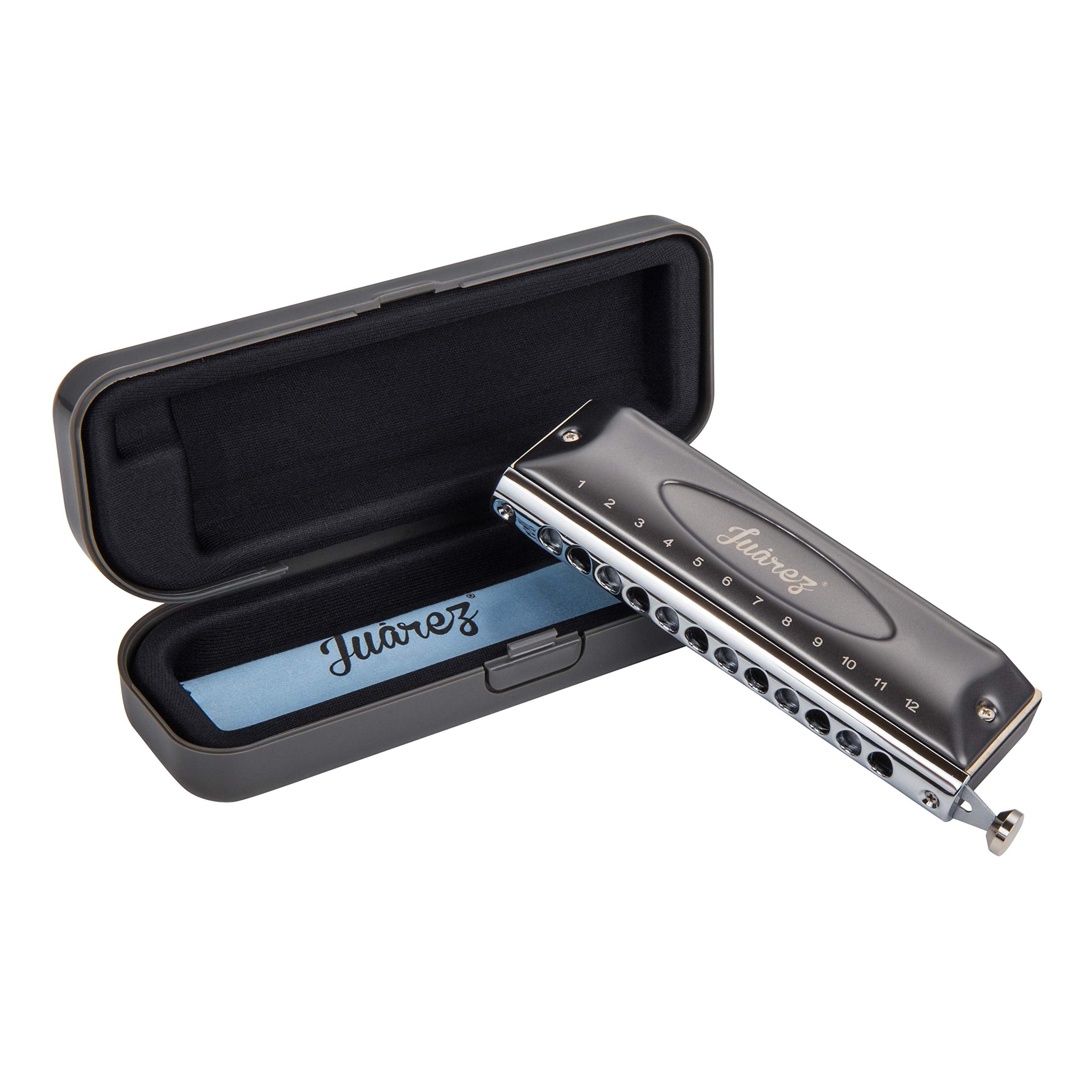 JUAREZ BlackBird JRH1248NV Professional Chromatic Harmonica Key of C Scale | 12 Holes 48 Tones | Mouth Organ | Cover - Stainless