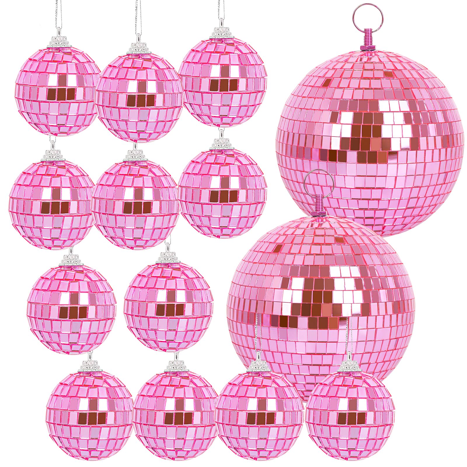 Mirror Balls, MUZTOP 14 Pack Disco Ball Ornaments Hanging Disco Mirror Ball for DJ Stage Club Wedding Holiday Home Party Decor, 