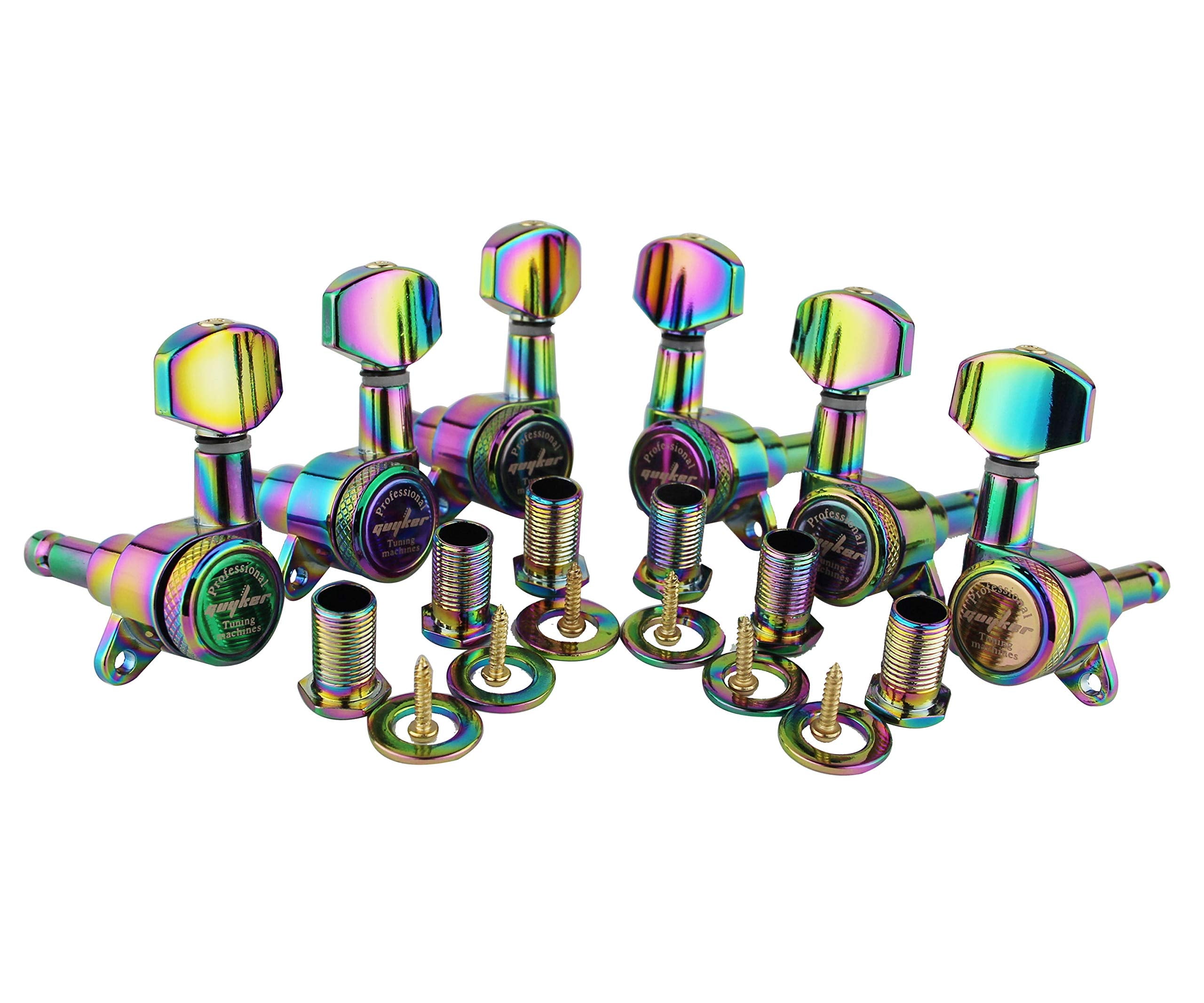 Guyker Guitar Locking Tuners (3L + 3R) - 1:18 Lock String Tuning Key Pegs Machine Head Replacement For St Tl Sg Lp Style Electri