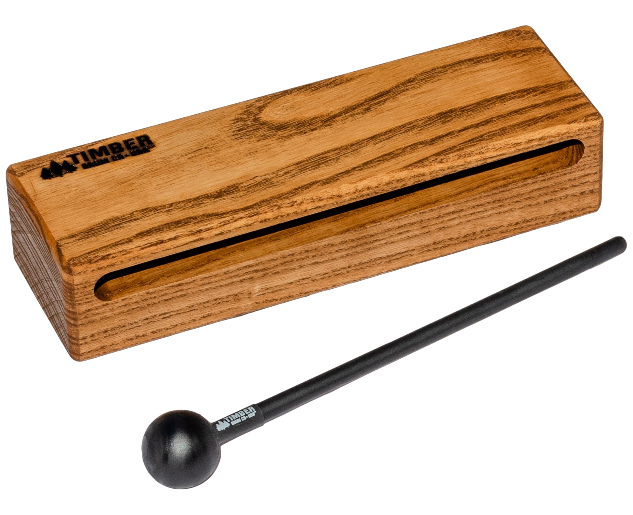 Timber Drum Co. Woodblock Percussion Musical Instrument, 8 - MADE IN U.S.A. - Includes Mallet, Feet - Solid Hardwood, Rich Block