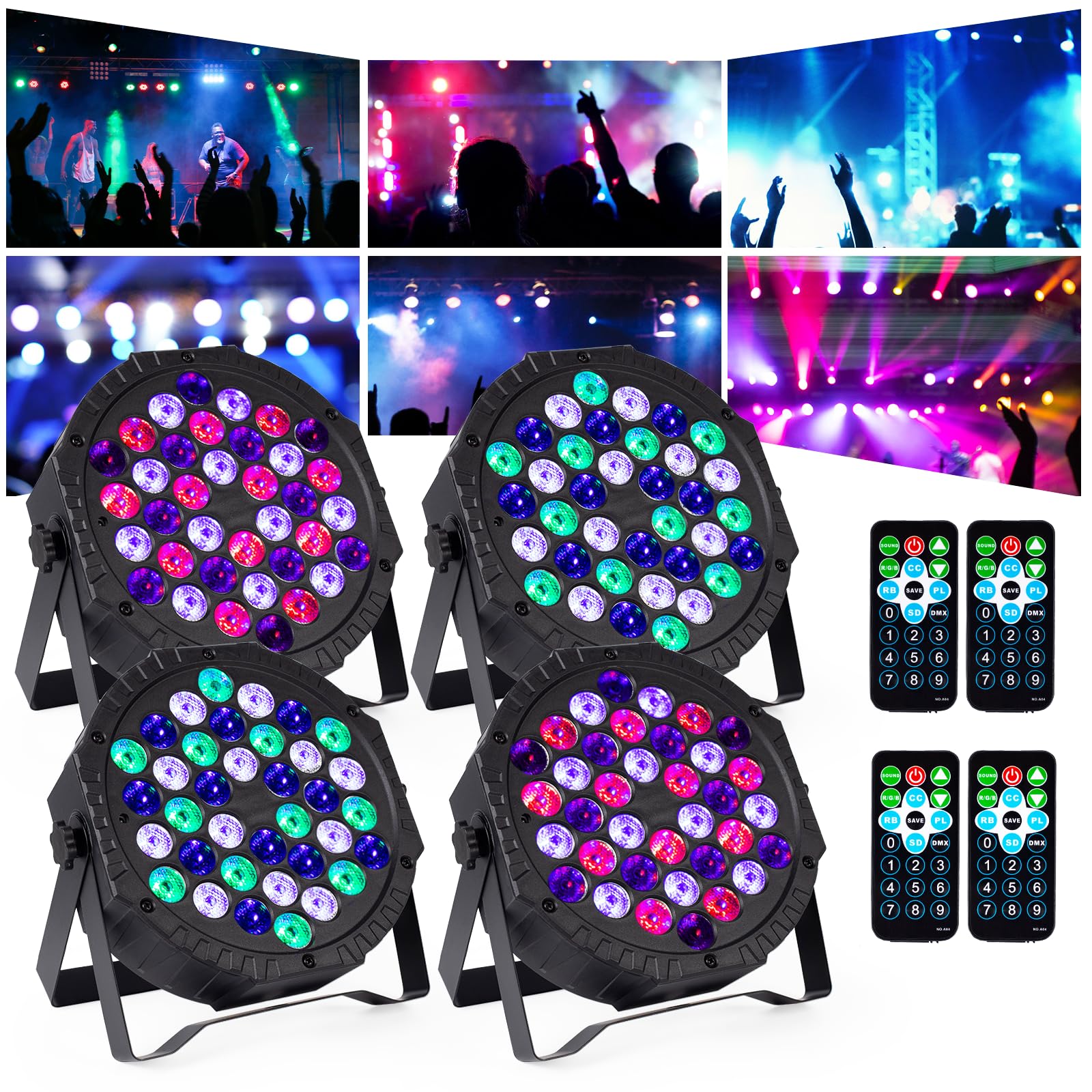 Stage Lights 36 Dj Led Par Light Rgb Party Lights Uplights With Sound Activated Remote Dmx Control For Disco Dance Wedding Club