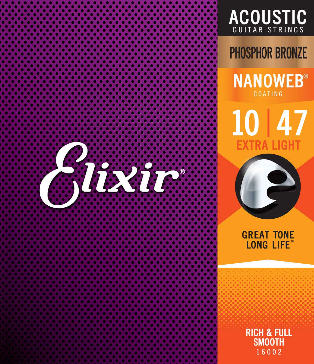 Elixir Strings Phosphor Bronze Acoustic Guitar Strings W Nanoweb Coating, Extra Light (.010-.047)