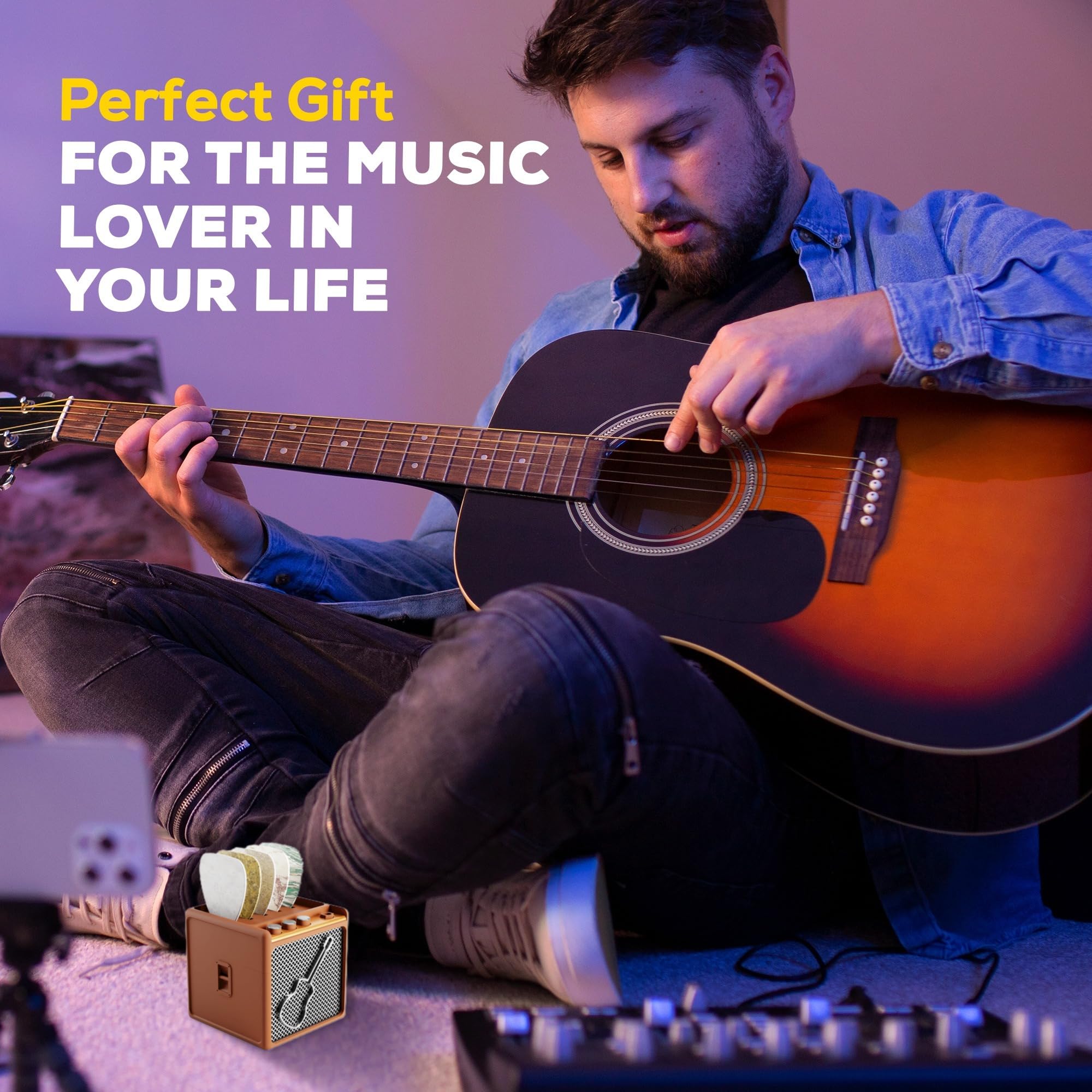 HOTCAN Guitar Pick Display Holder - Stylish Organizer for Music Enthusiasts and Musicians (Brown)