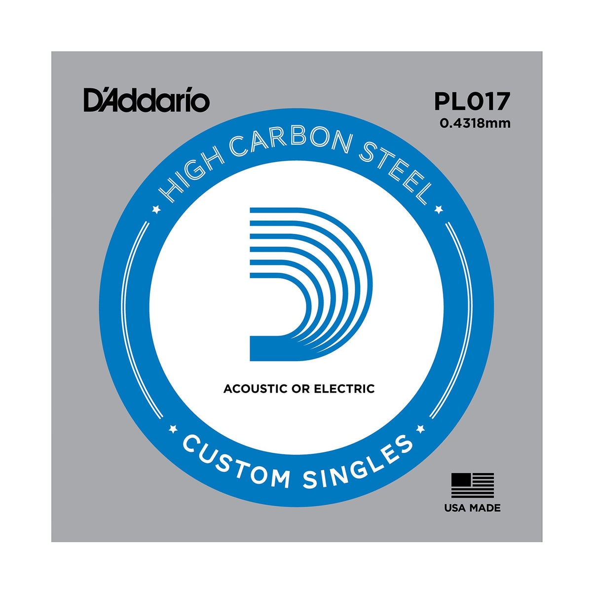 D'Addario Pl017 Plain Steel Guitar Single String, 017