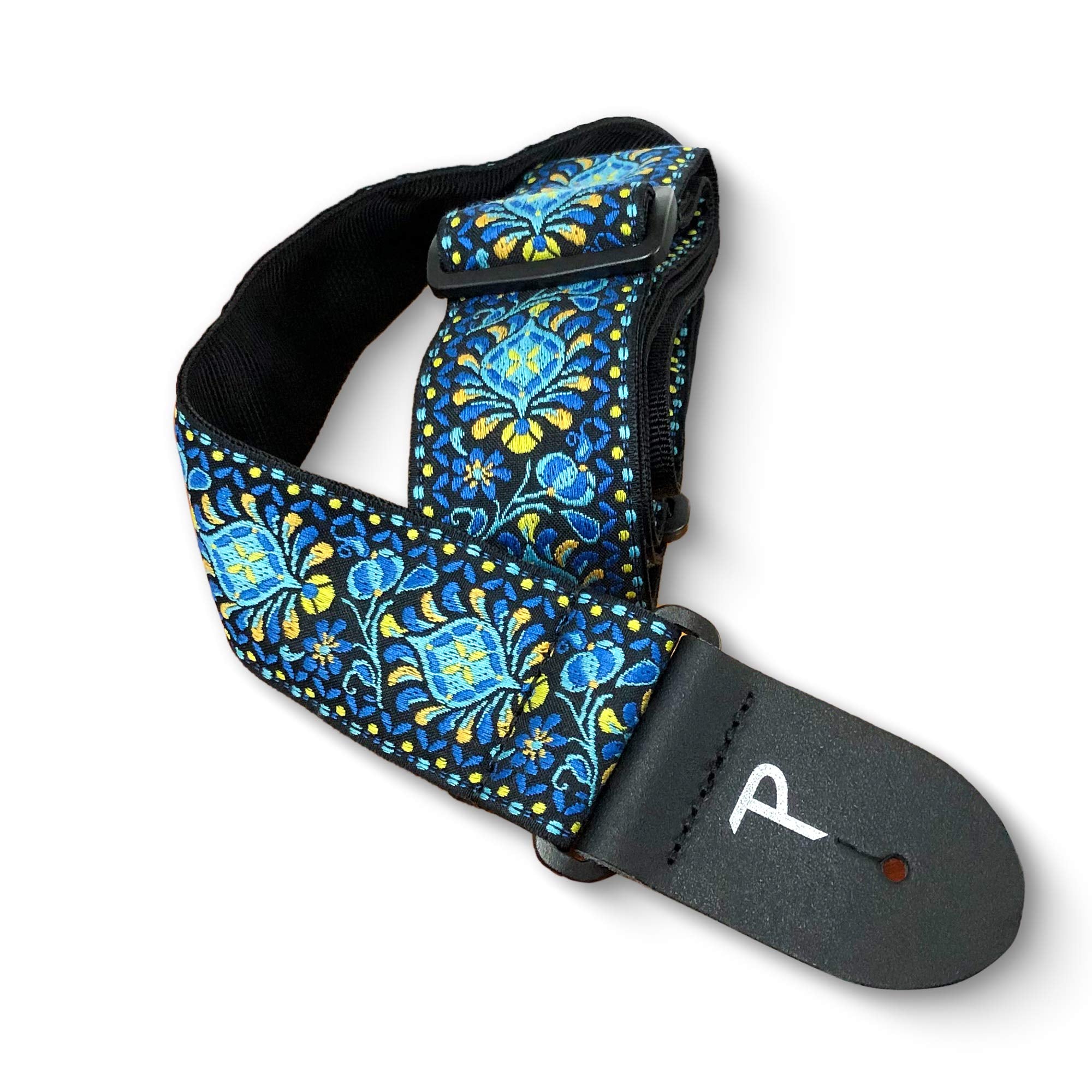 Perri's Leathers Ltd.- Guitar Strap - Nylon - Jacquard- Blue Lotus - Adjustable - for Acoustic/Bass/Electric Guitars - Made in C