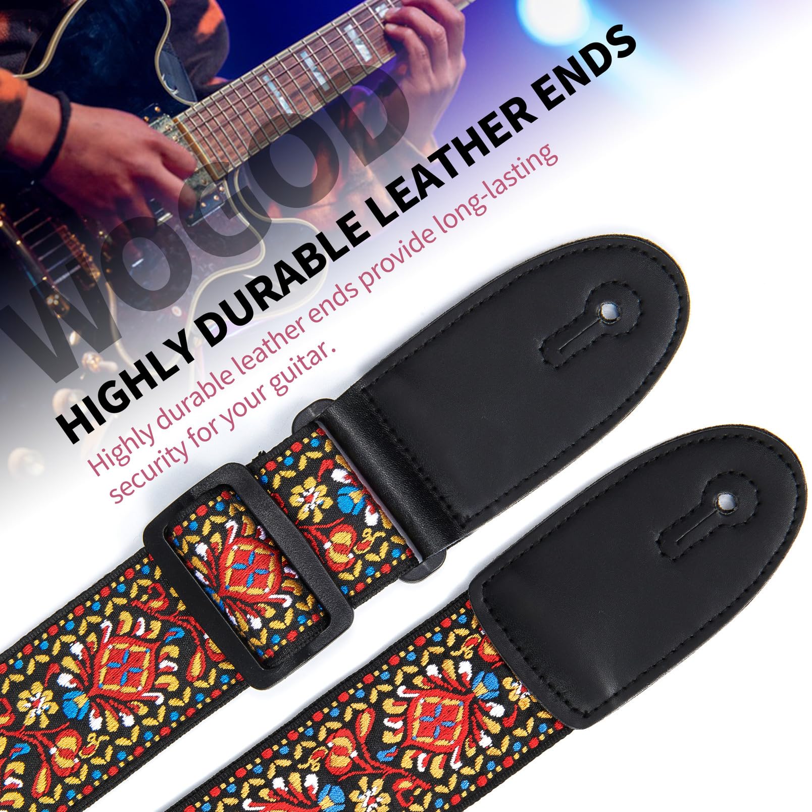 WOGOD Guitar Strap (Red Jacquard)