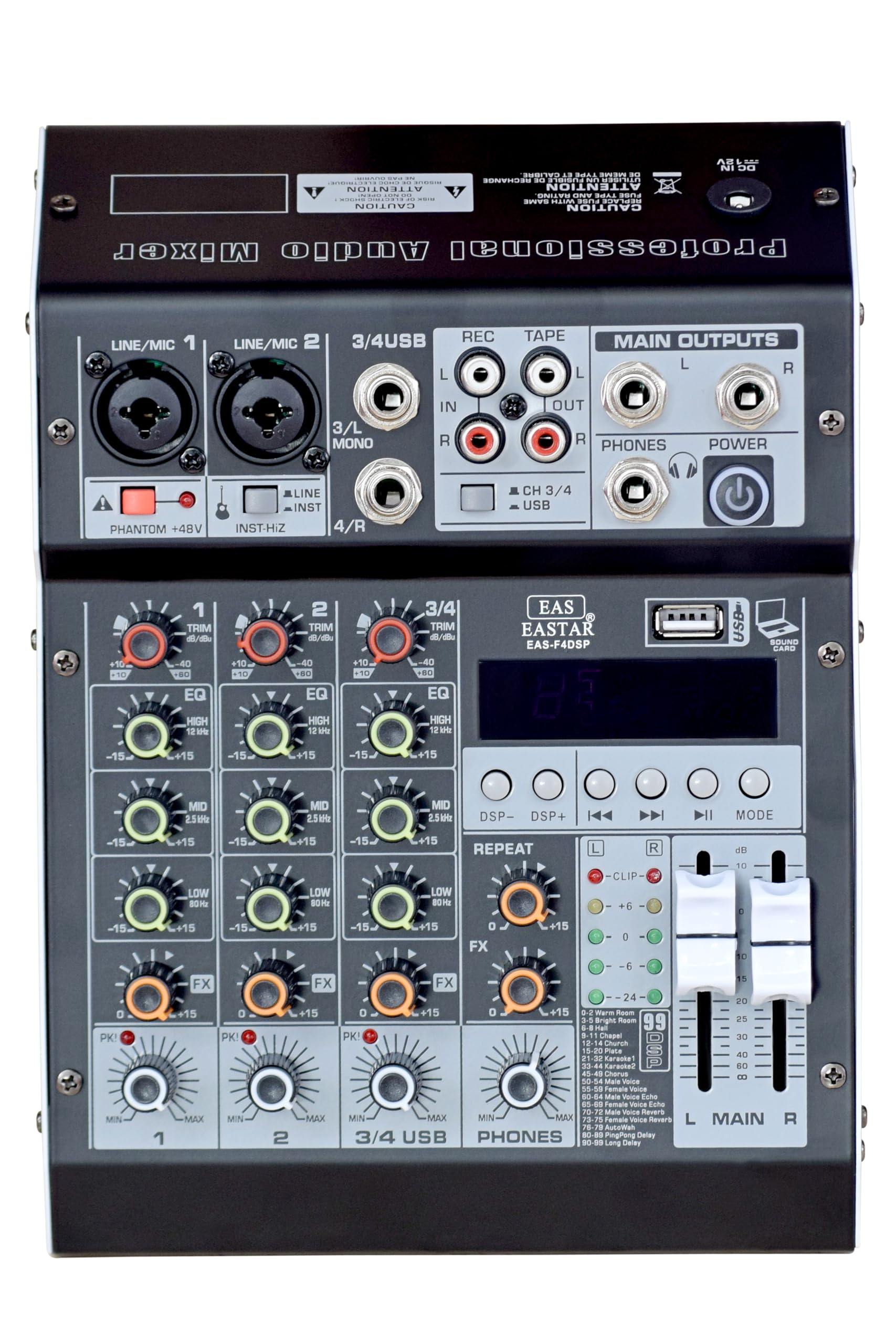 kh Audio Mixer 4 Channel for Stage Live Studio Stereo Recording DJ Stage Professional Audio Mixer Sound Board Console System Int