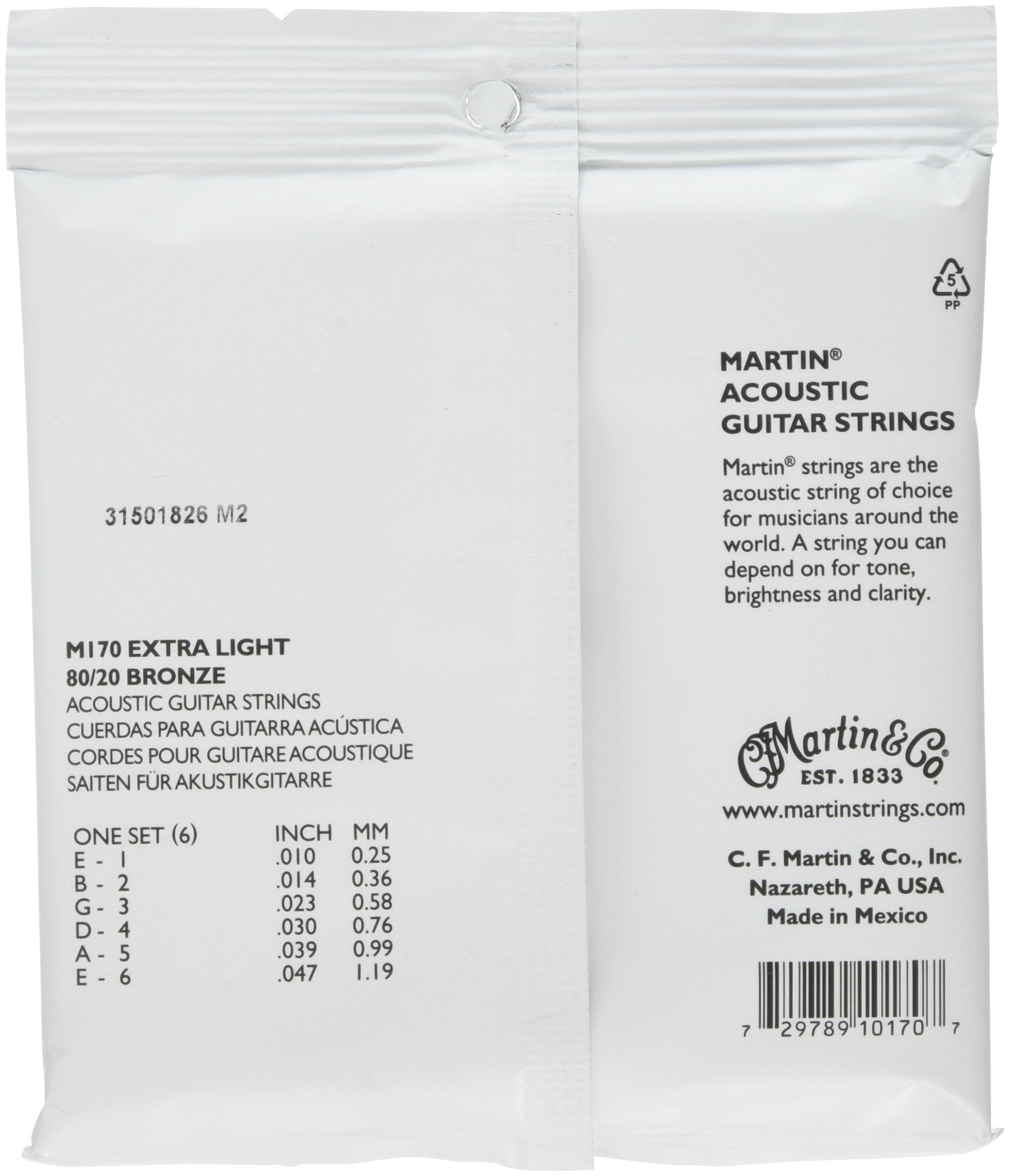 C.F. Martin & Co. M170 80/20 Bronze Acoustic Guitar Strings - Extra Light