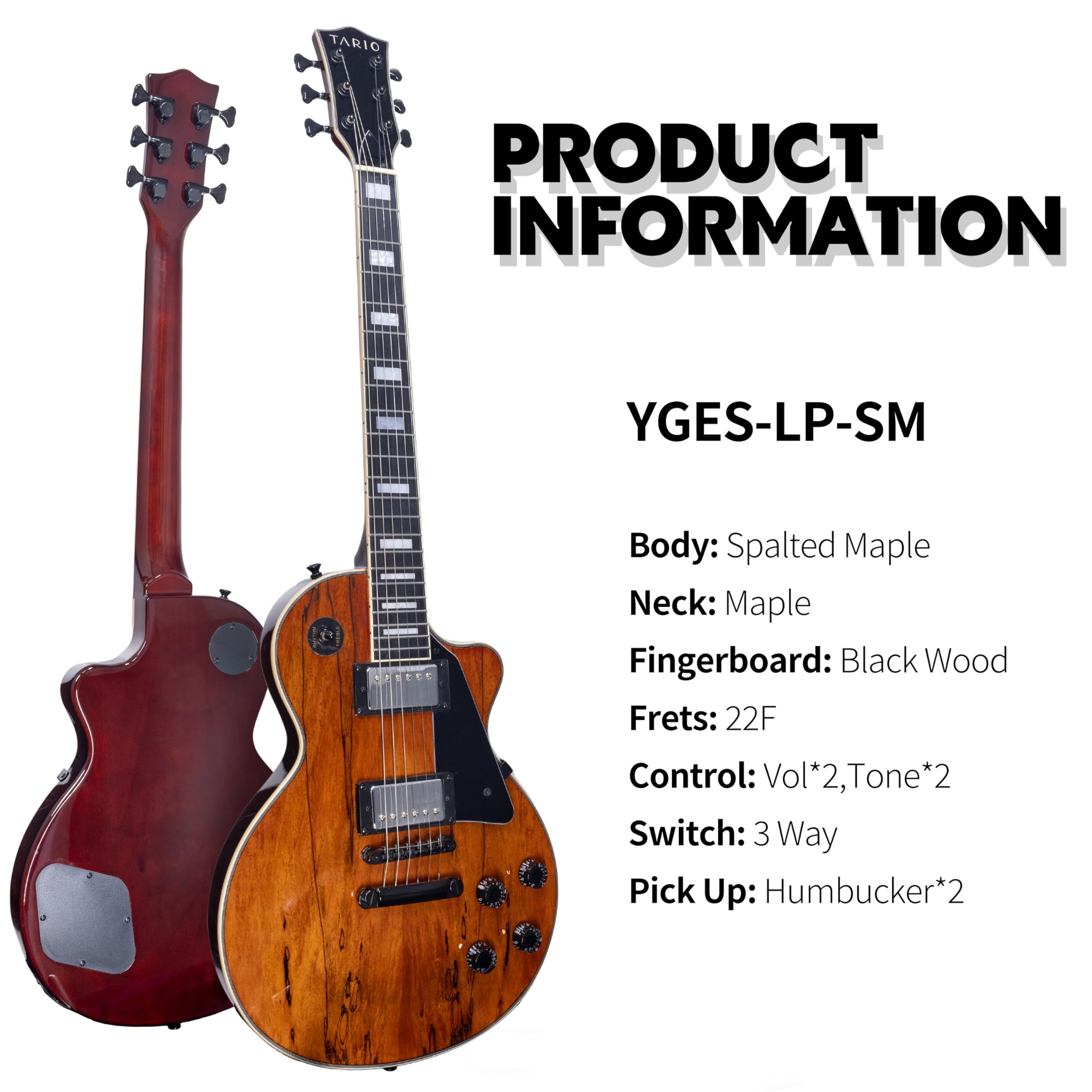 Tario Electric Guitar Spalted Maple Top with Okoume Body Maple Neck