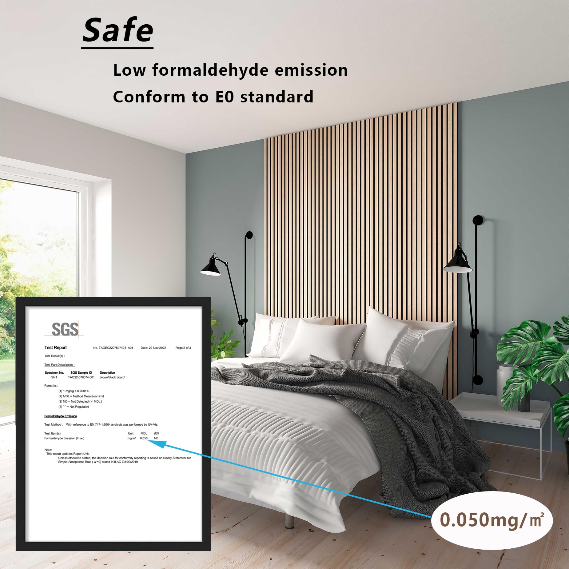 E-HAO 2 Piece Wood Slat Acoustic Panels for Stylish Decor and Noise Reduction, 3D Textured Panel for Ceiling and Wall - White Oa