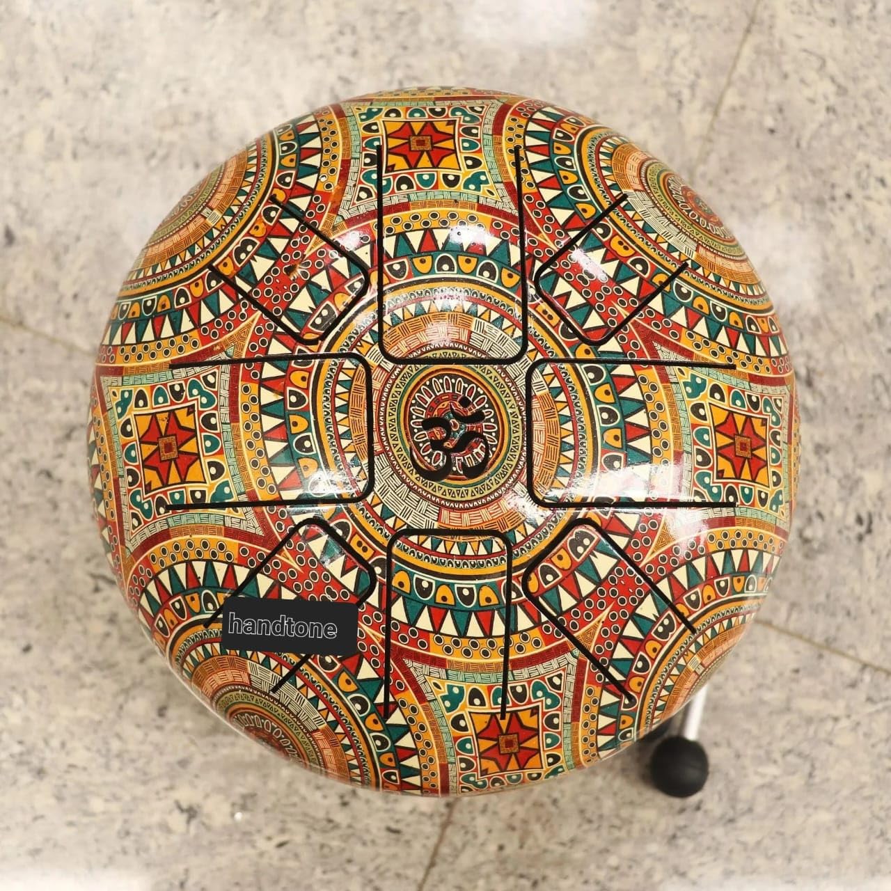 Handtone Art Colorful Paisley Drum With Mallets, Musical Instrument 8 Inch Steel Happy Drum Brass