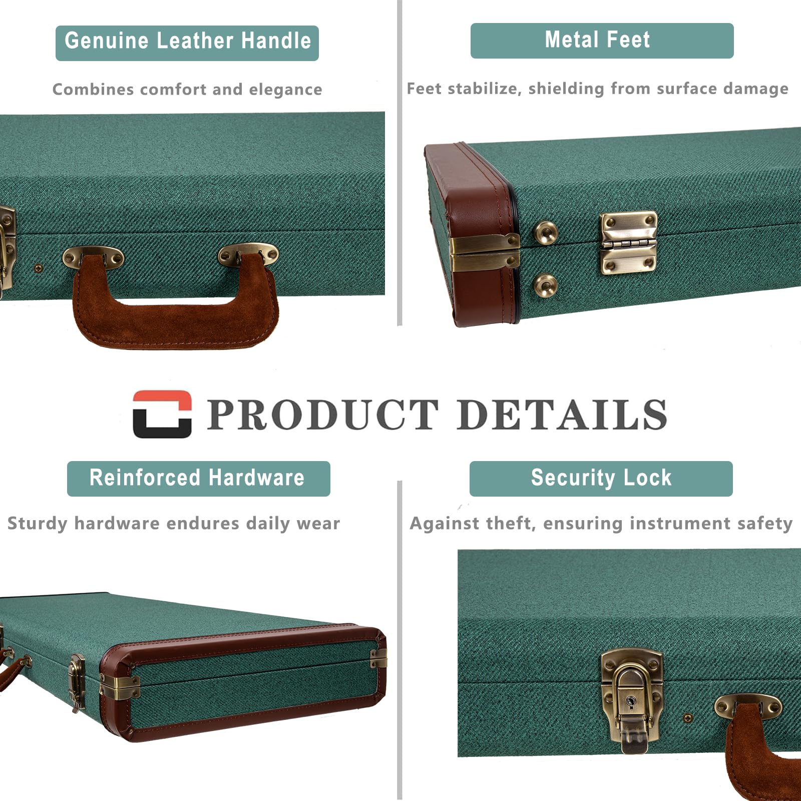 Crossrock Master Series Jazzmaster/Jaguar Style Electric Guitar Case | Malachite Blue Tweed Exterior, Re-Engineered Wooden Shell