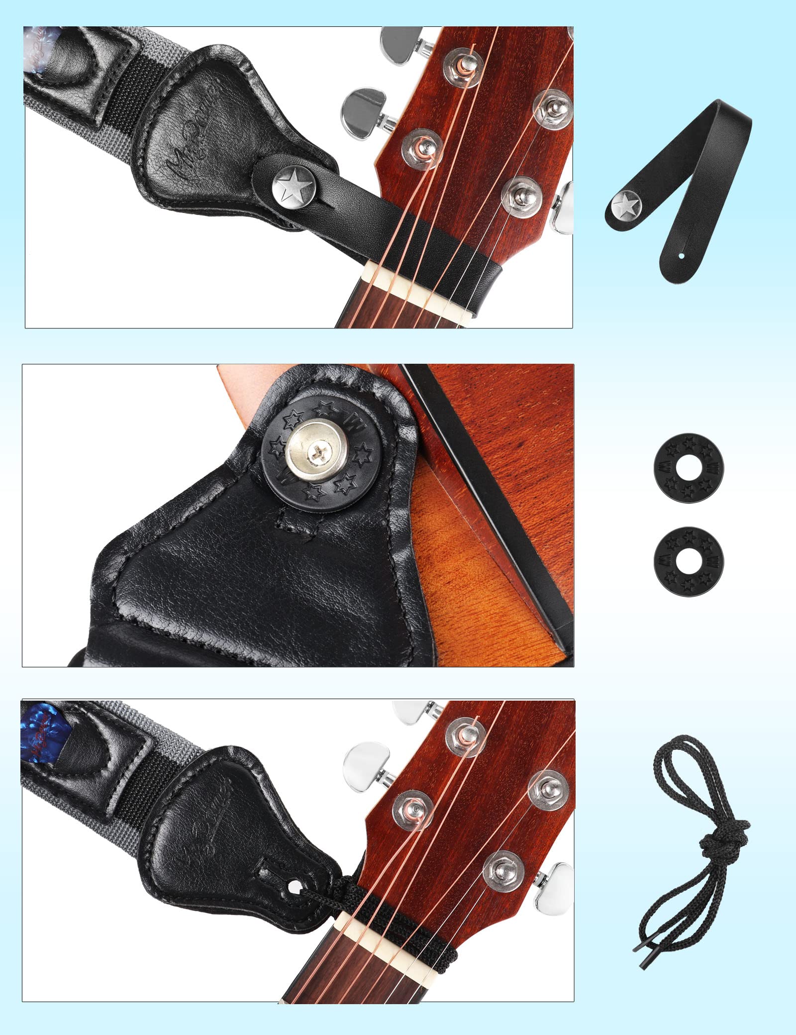 Mr.Power Guitar Strap 36.6in - 65in with 3 Pick Holders for Electric/Acoustic (Nylon Strap with Accessories)