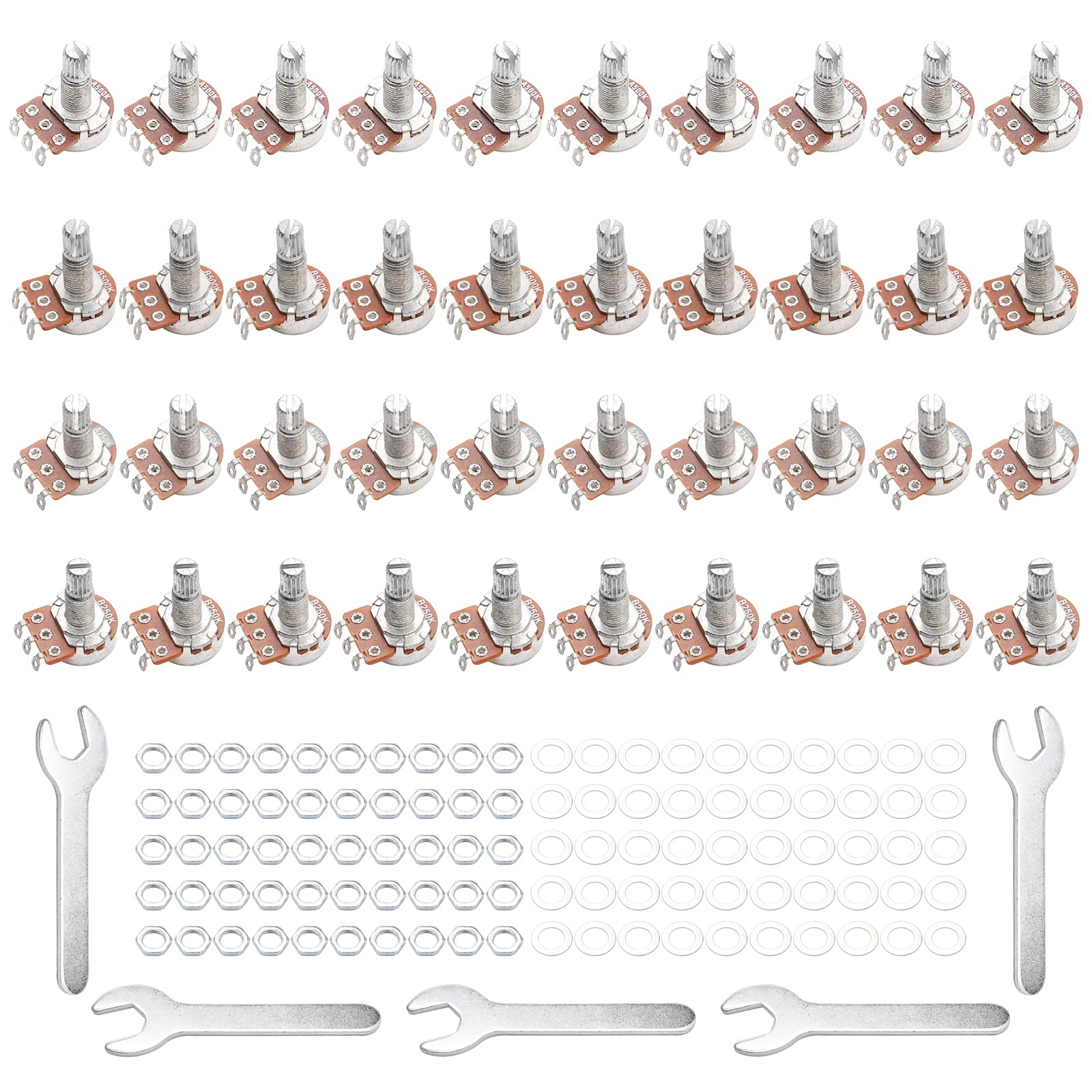 Unxuey Guitar Potentiometer Audio Pots Volume Knob Pots With Long Split Shaft A500K B500K A250K B250K Ohm Replacement For Electr