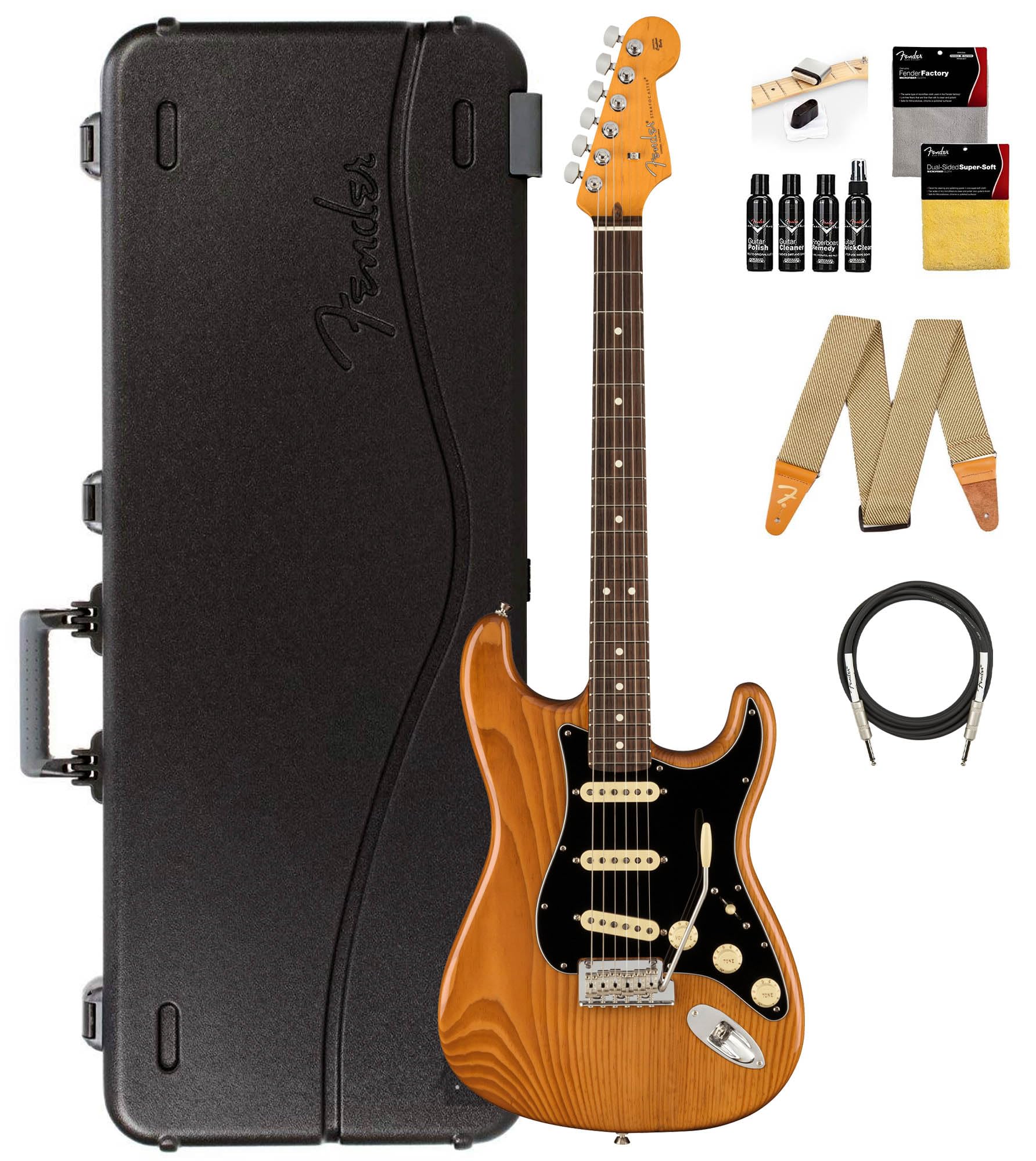Fender American Professional Ii Stratocaster - Roasted Pine Bundle With Case, Strap, Cable, And Guitar Cleaning Kit