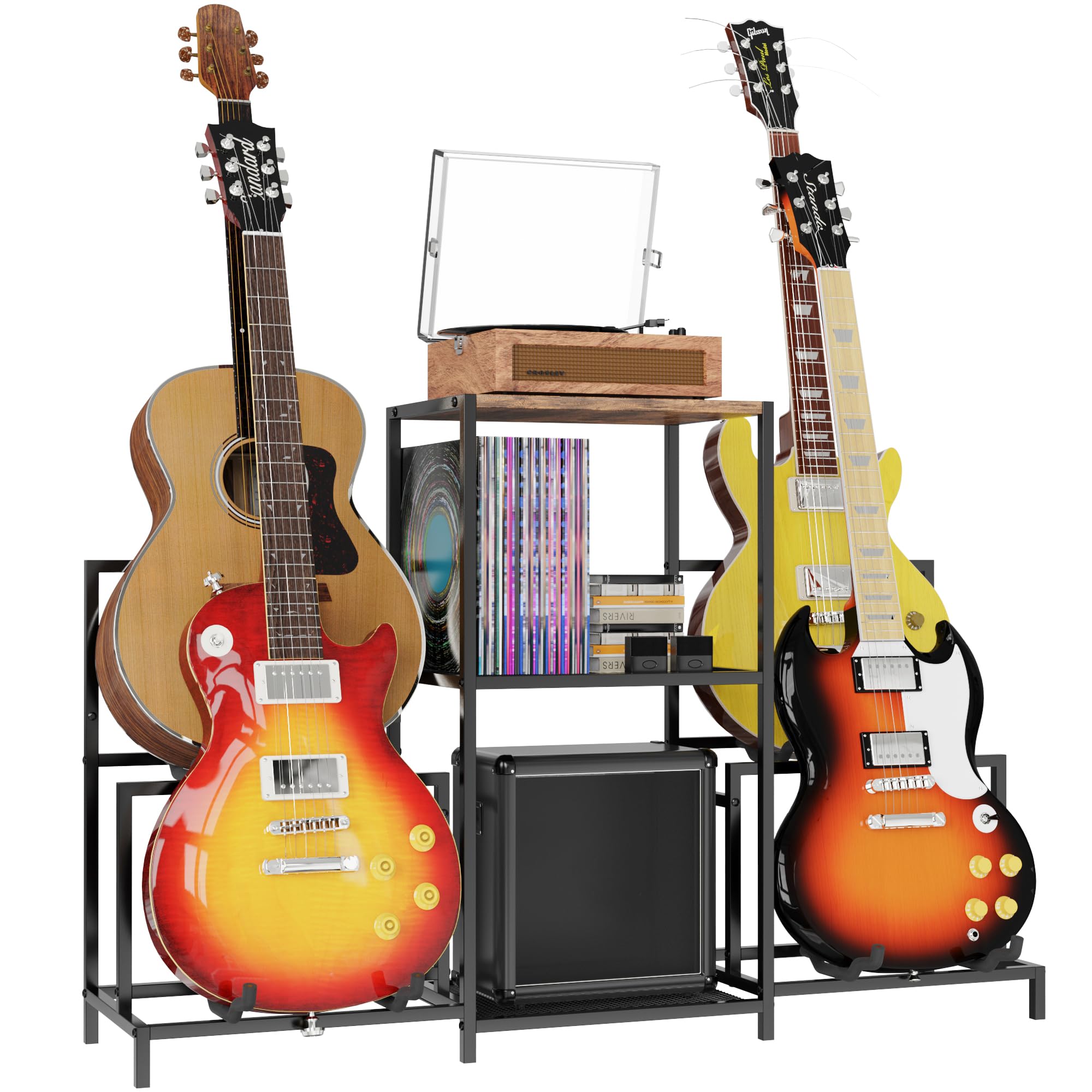 VGMiu Guitar Rack Multi Guitar Stand for Multiple Guitars, Multiple Guitar Rack Holder with 3 Tier Shelf for Acoustic, Electric 