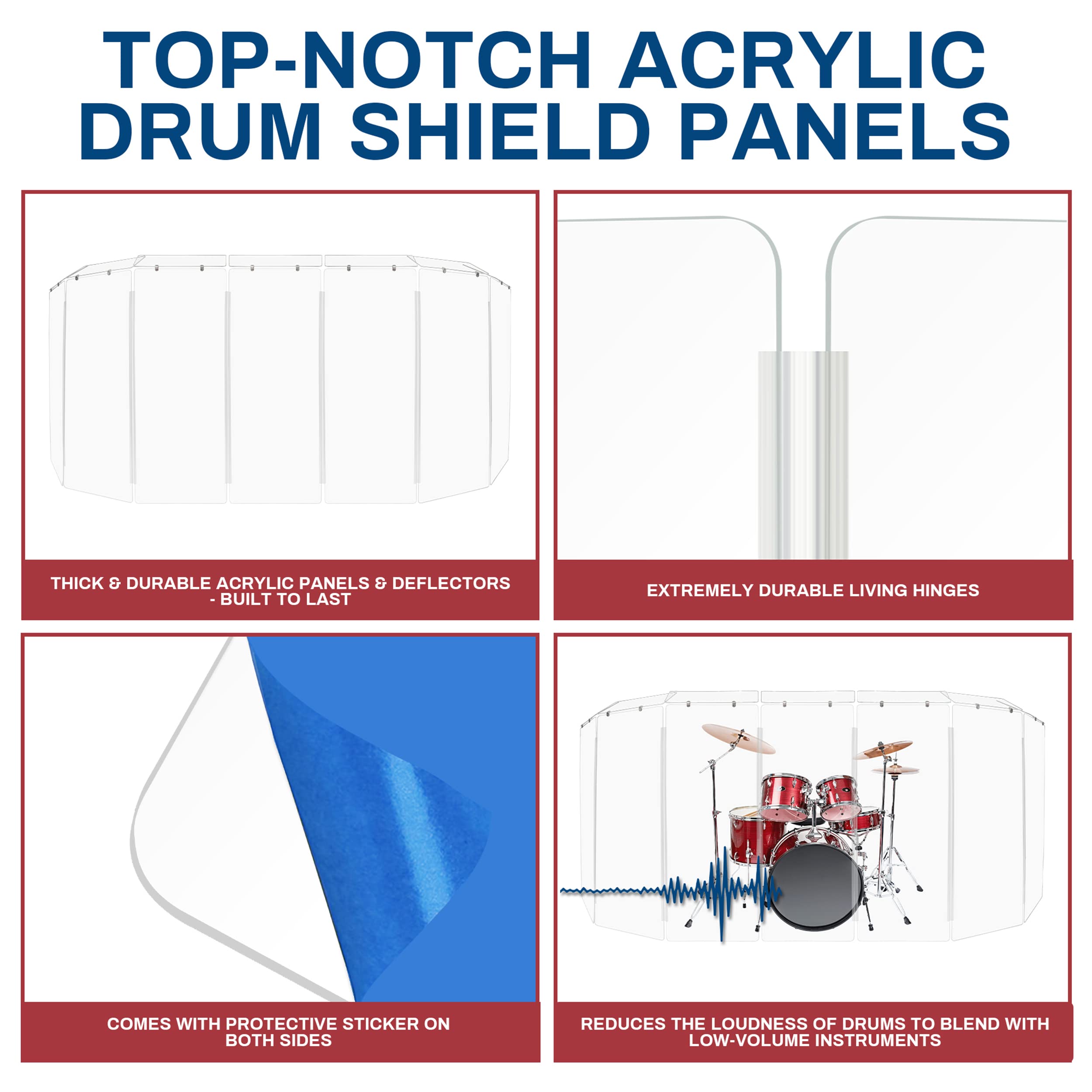 PENNZONI Drum Shield 5ft w/Deflectors & Plastic Hinges, Comes w/ 7 Drum Panels, Plastic Hinges & Deflector Connectors, Premium C