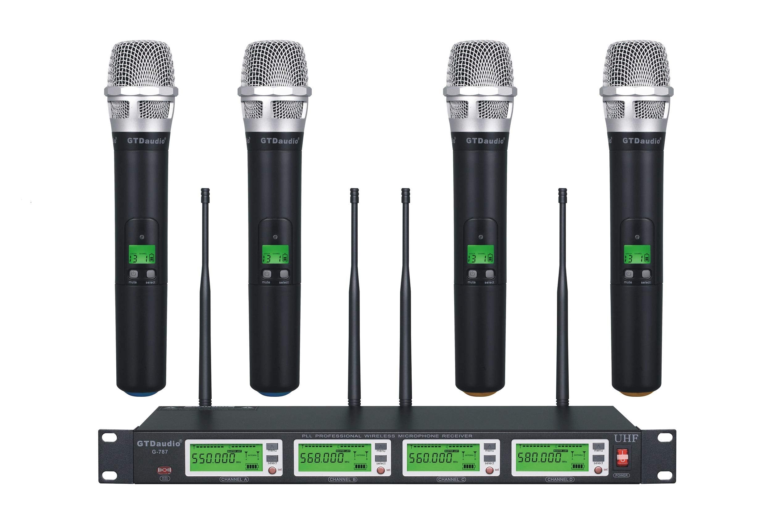 Gtd Audio 4X800 Adjustable Channels Uhf Diversity Wireless Cordless Handheld Microphone Mic System Ideal For Church, Karaoke, Dj