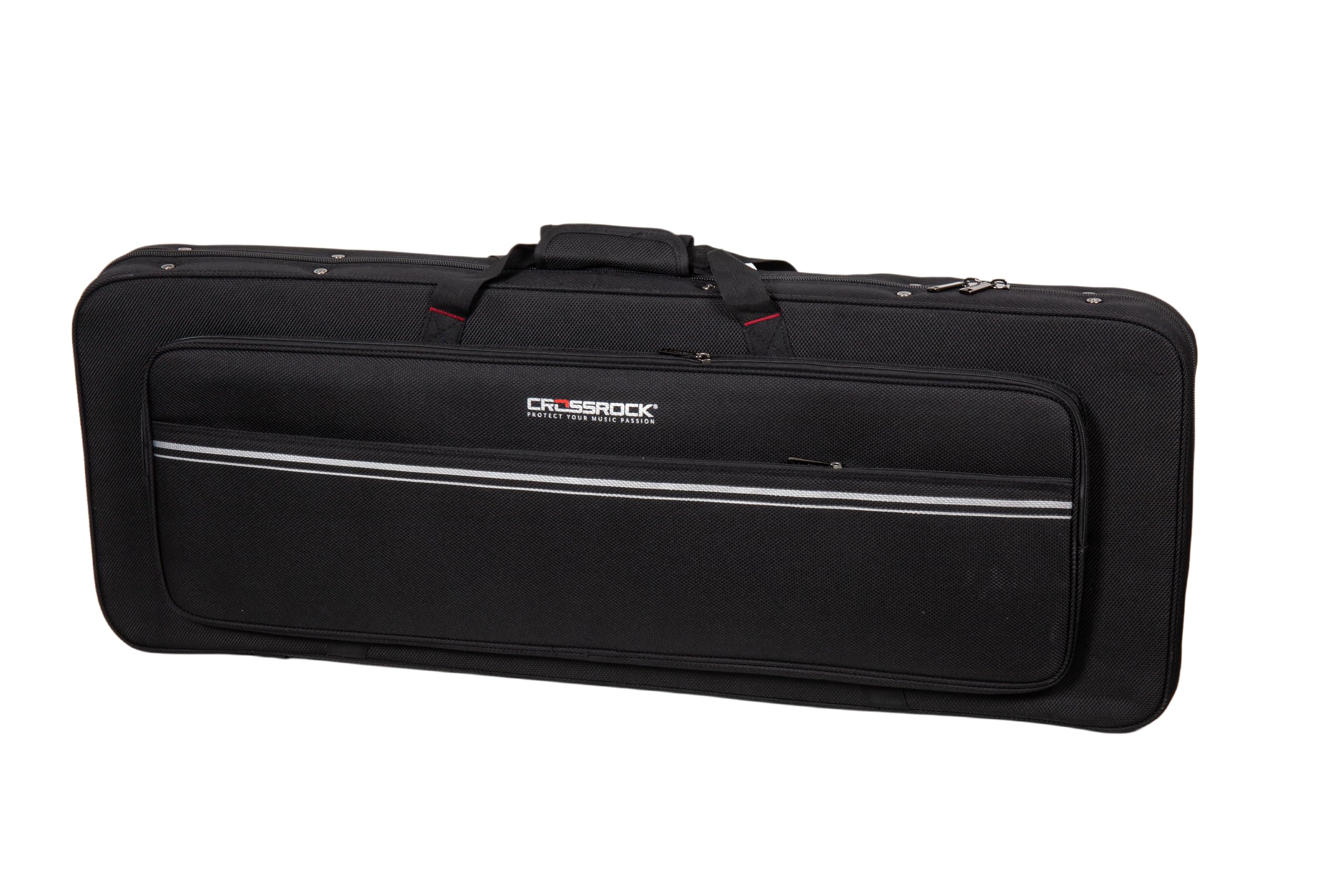 Crossrock Electric Guitar Foam Case for Strat & Tele | Lightweight Black Gig Bag with Adjustable Padding, Plush Interior & Stora