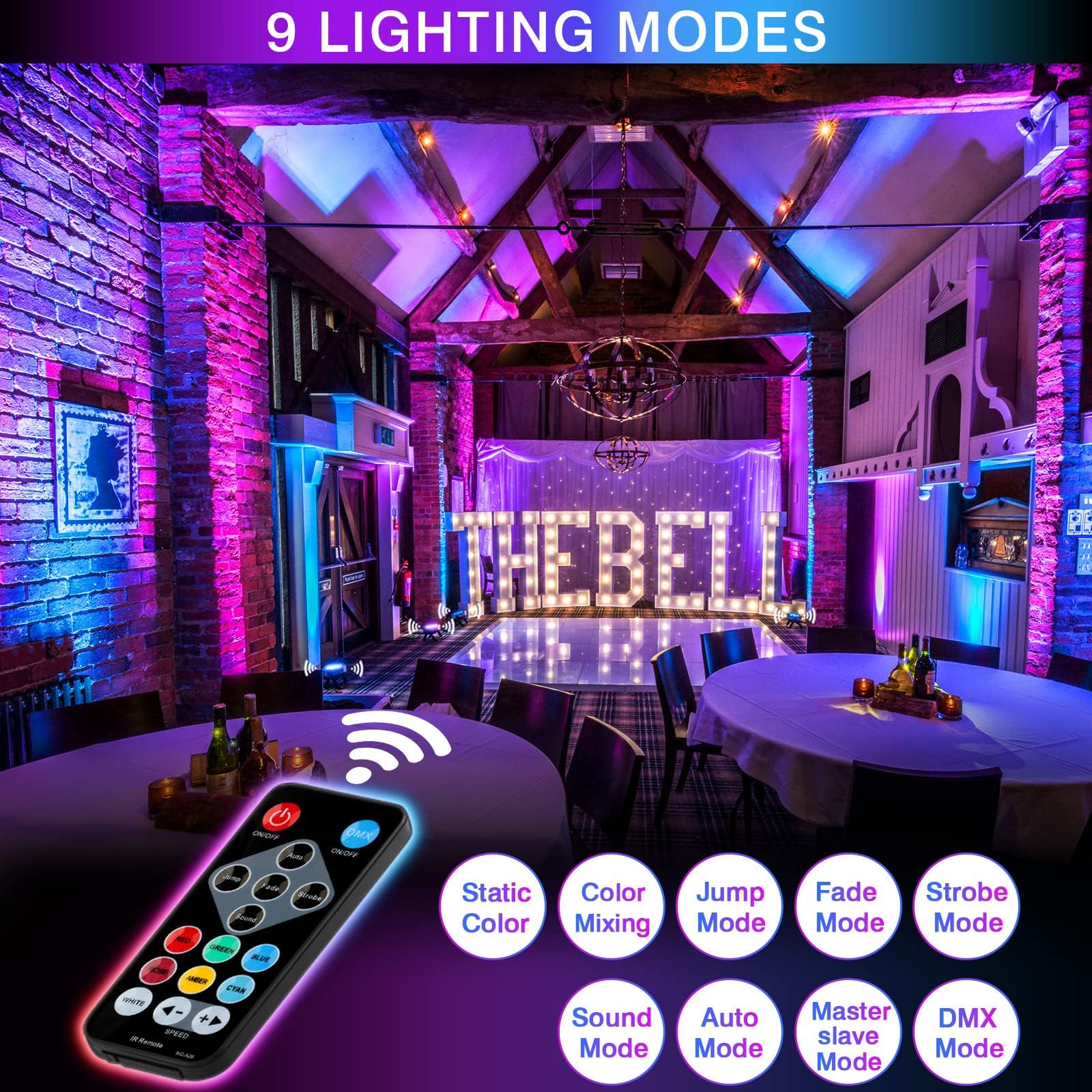 OPPSK LED Stage Par Lights - 36W RGB DJ Par Can Lights 2 Pack Sound Activated with Remote DMX Control Uplights for Events Weddin