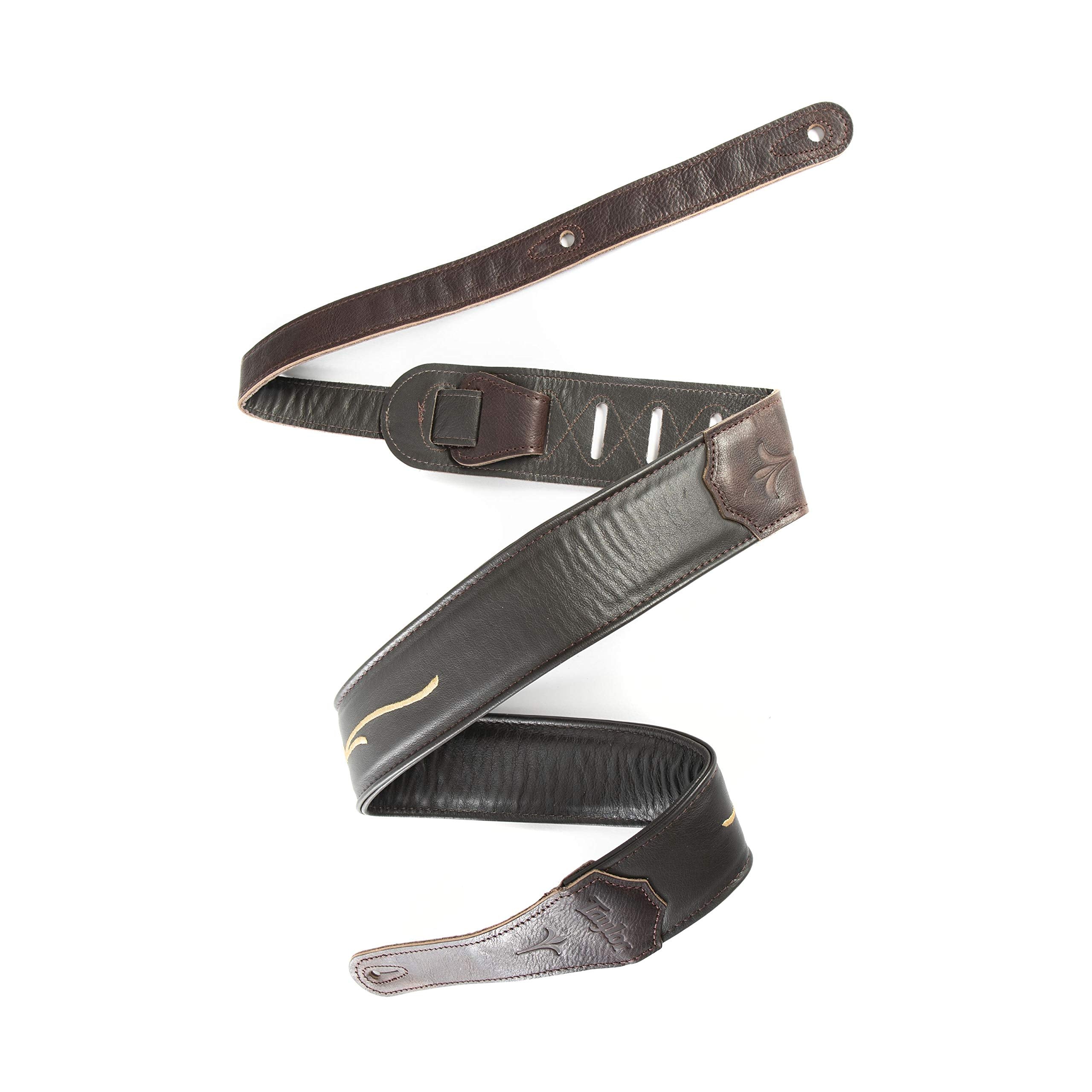 Taylor Embroidered Leather 2.5-inch Guitar Strap - Chocolate Brown