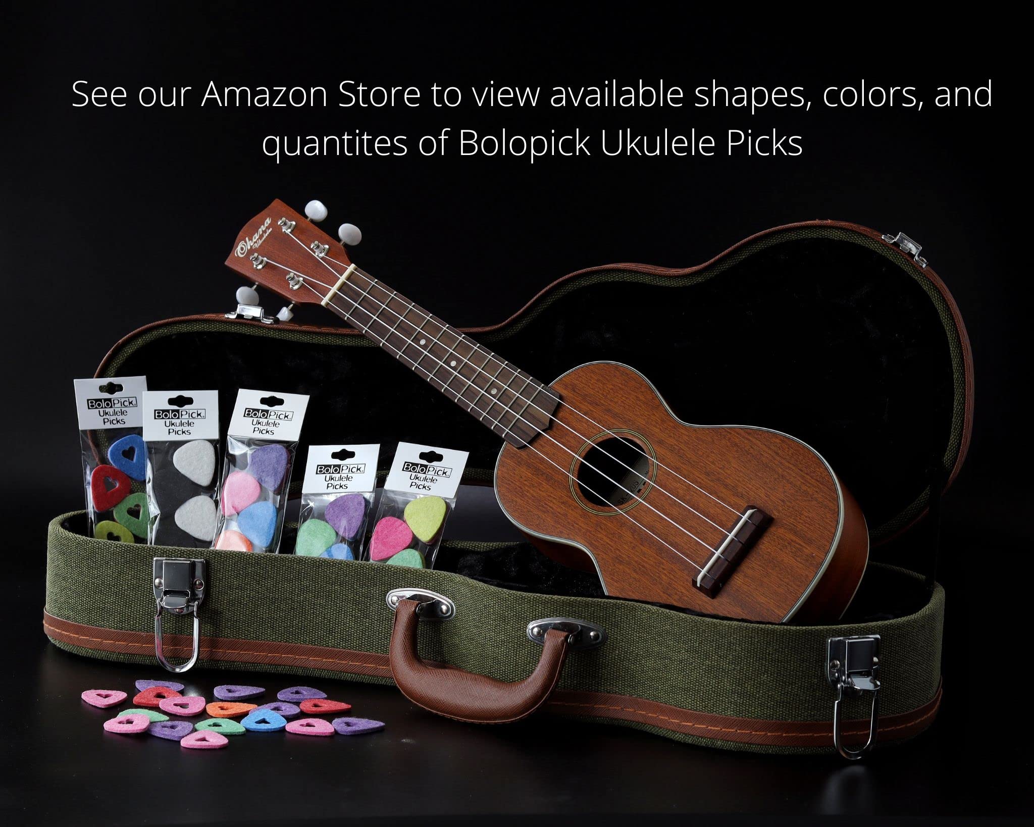 BoloPick Ukulele Picks, 12 Pack Natural and Black Original Recipe Felt Uke Picks for Ukulele, Guitar, Bass, Autoharp, Banjo