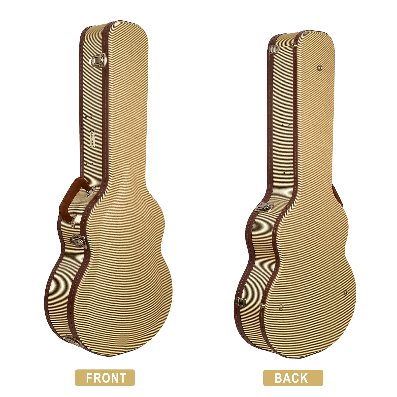 Crossrock Master Series OM Acoustic Guitar Case for Martin 000-14 Fret | Classic Fabric Tweed Exterior, Re-Engineered Shell, Lea