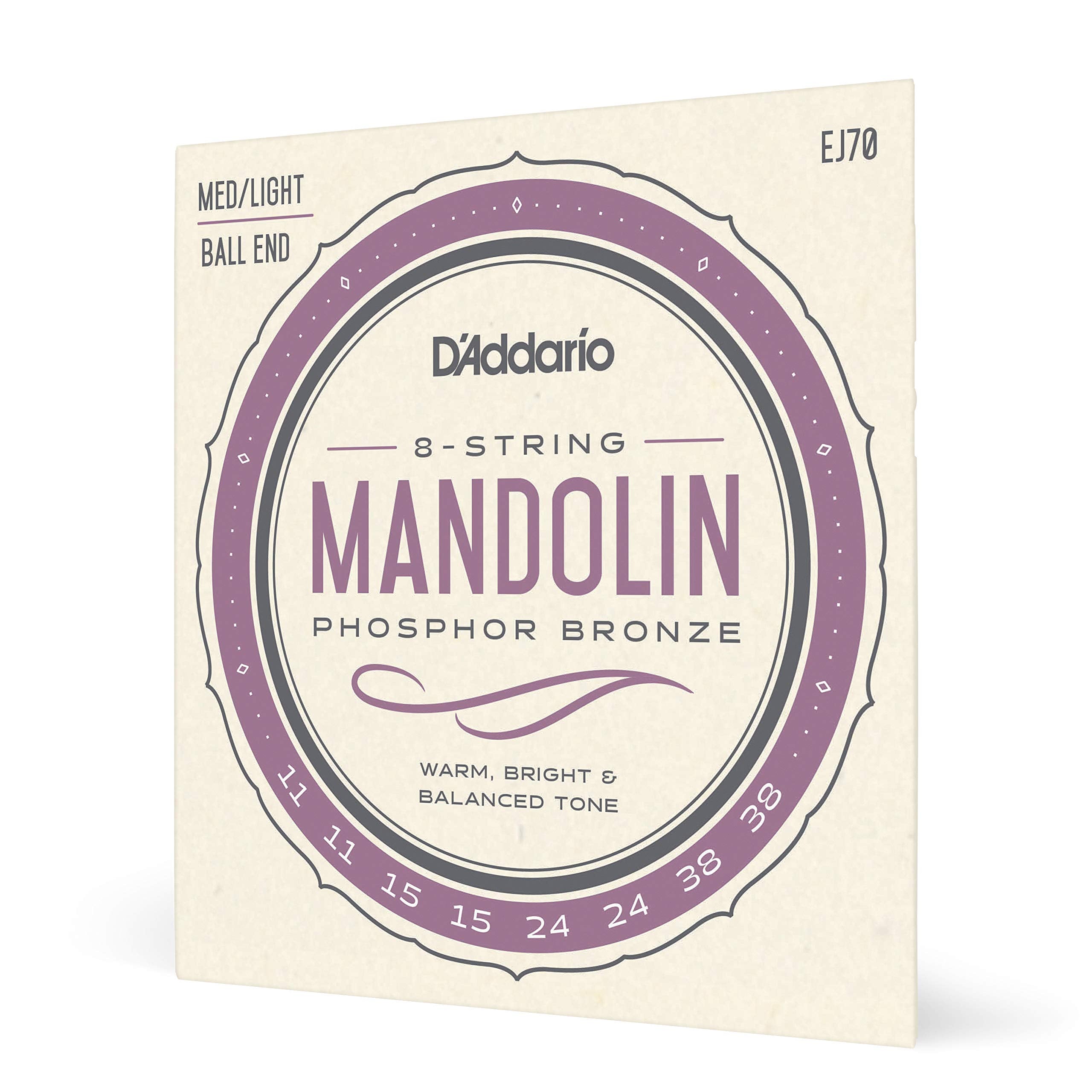 DAddario EJ70 Phosphor Bronze Mandolin Strings, Ball End, Medium/Light, 11-38