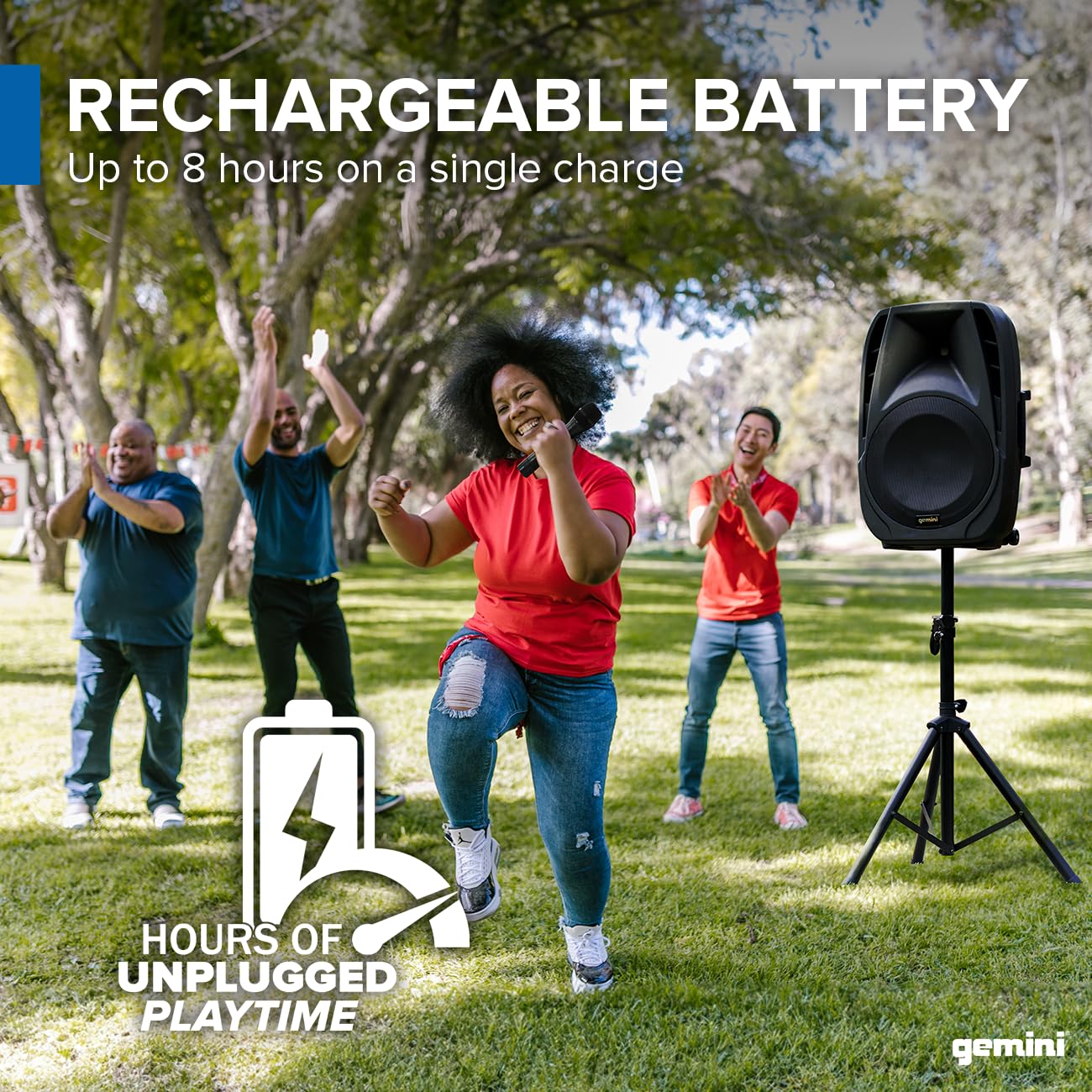 Gemini Sound ES-15TOGO Wireless Portable Bluetooth Streaming Professional DJ PA System Trolley Active 800 Watts Speaker with Dua