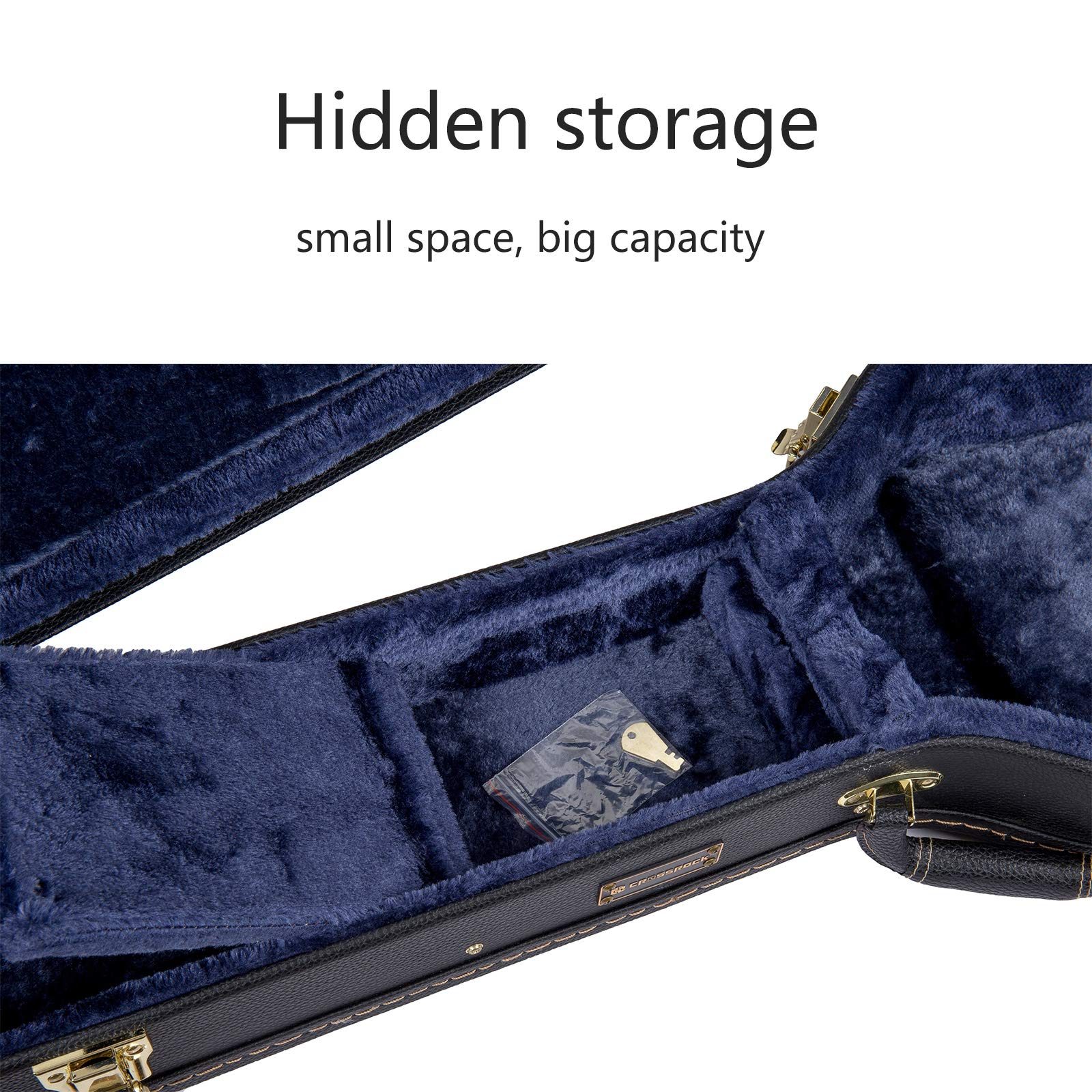 Crossrock Case - Hard-Shell Wooden Guitar Case - Fits 12-String Acoustic Dreadnought Classical Nylon String Acoustic Guitars - S