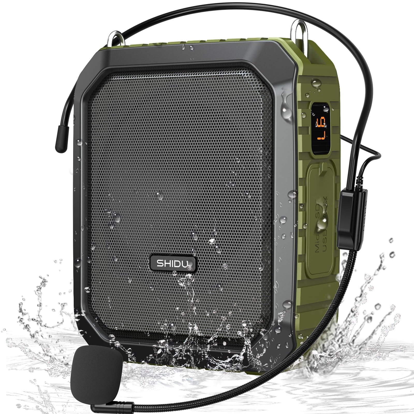 SHIDU Voice Amplifier for Teacher with Portable Microphone and Speaker, 18W Megaphone with Wired Mic Headset, IPX5 Waterproof & 